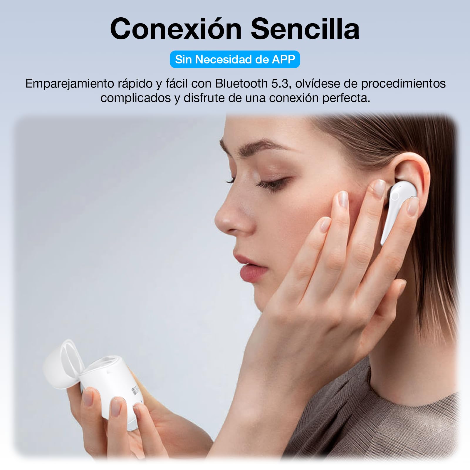 Audífonos Bluetooth 5.3 1 Hora Blanco para Correr y Escuchar Música