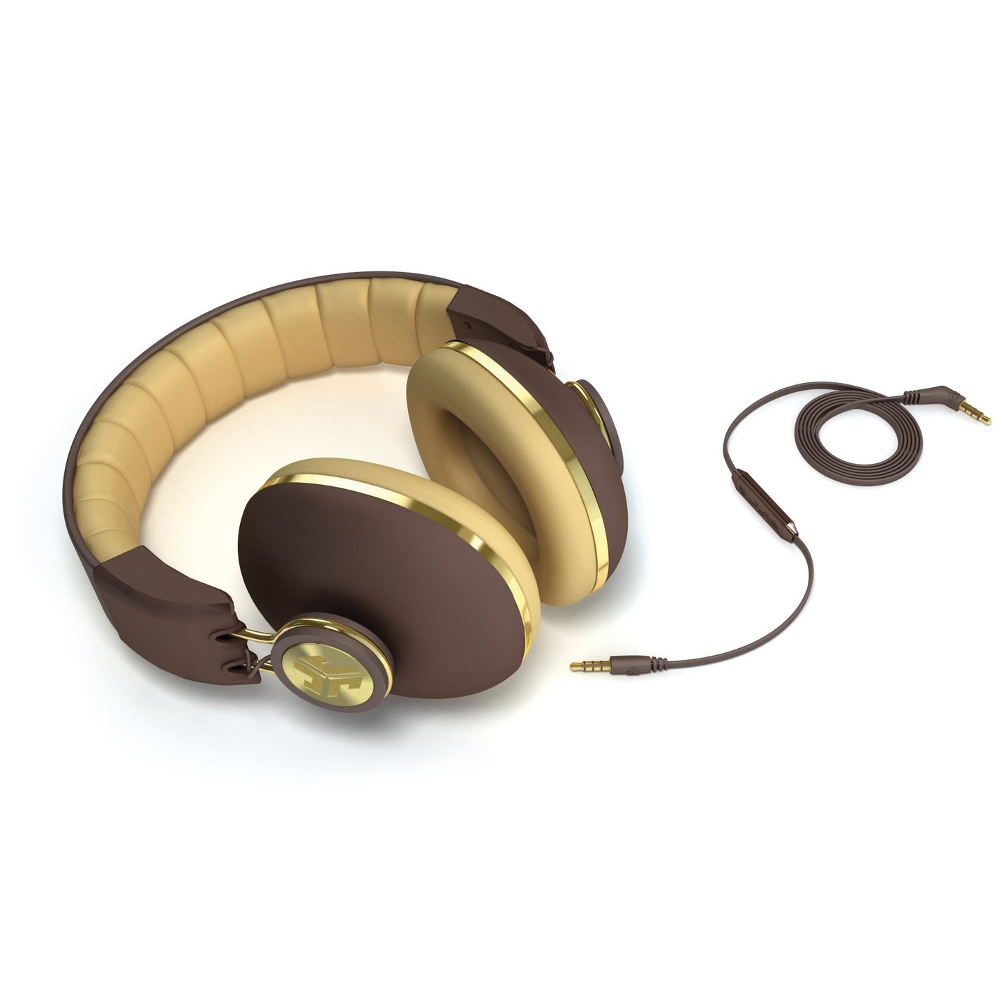 JLab BOMBORA-MBRNGLD-BOX Bombora Over-Ear Audífonos with Universal Mic, Matte Brown/Gold