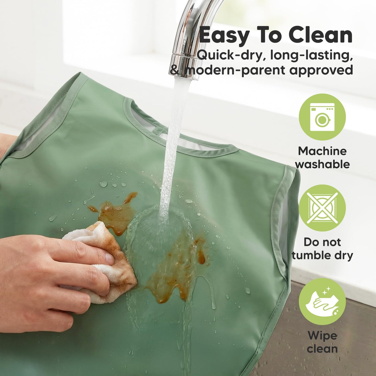 KeaBabies - Baberos impermeables para bebé niña, niño, paquete de 2 baberos ligeros y grandes para comer, colector de alimentos portátil, esenciales de alimentación para bebés, de 6 a 12 meses, bata
