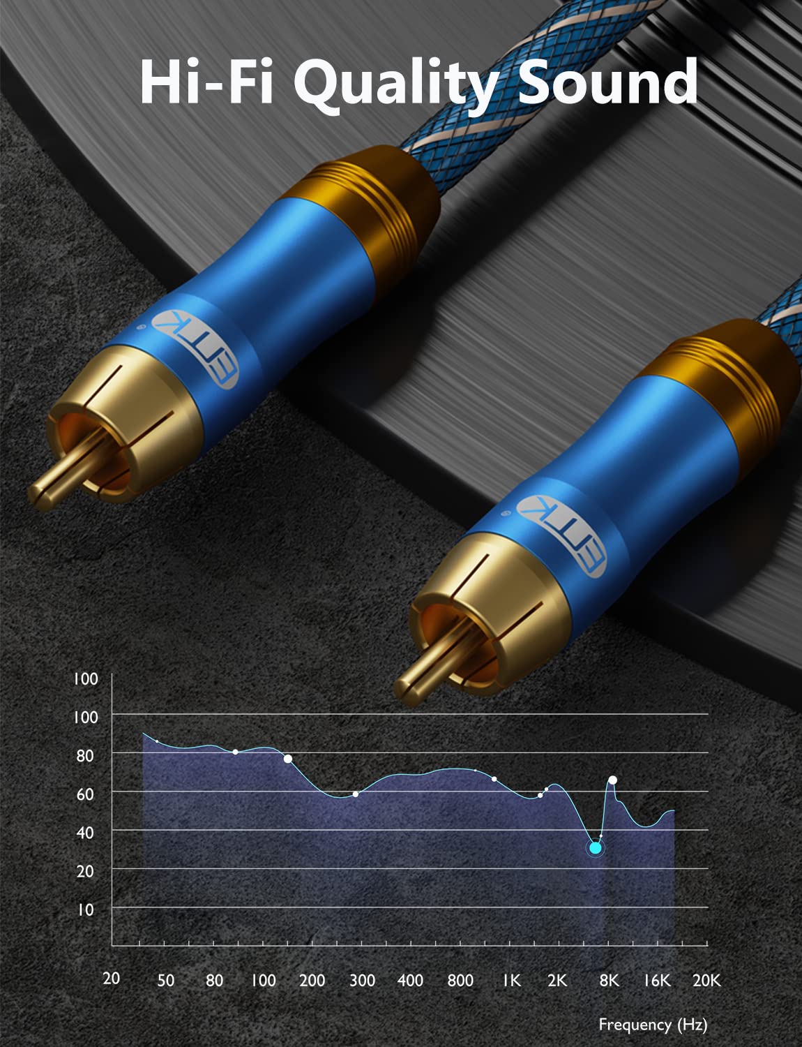 Subwoofer Cable,EMK Digital Coaxial Audio Cable [OD6.0Nylon Jacket] Premium S/PDIF RCA Male to RCA Male for Home Theater, HDTV, Subwoofer, Hi-Fi Systems - 3Feet/1Meters