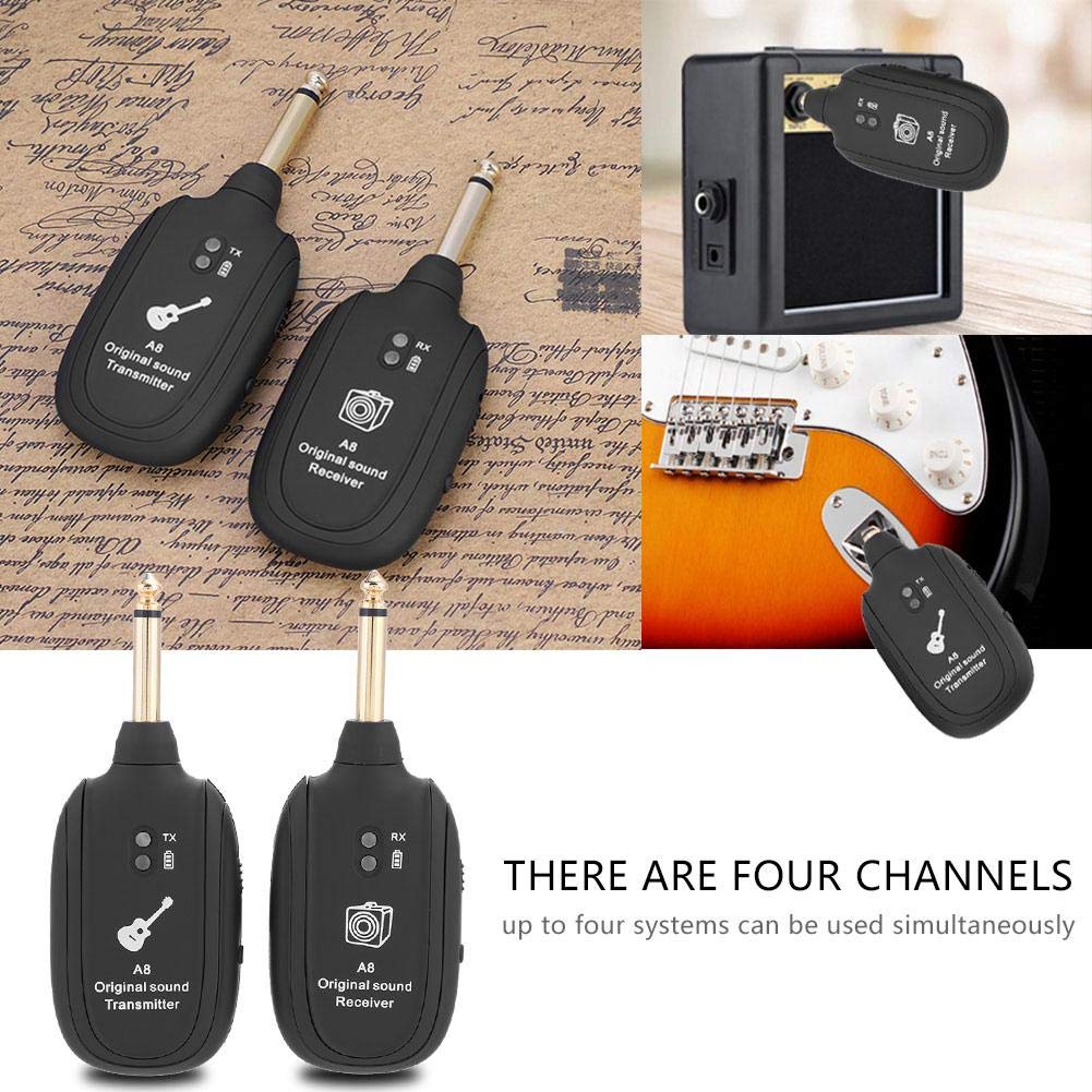 Transmisor Receptor Inalámbrico VBESTLIFE Guitarra Recargable USB 4 Canales Batería Incorporada