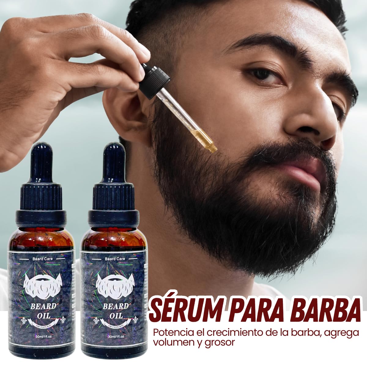 UNIVERSOENLÍNEA.COM | 8 pz kit de crecimiento de barba, rodillo derma, bálsamo, serum para barba, peine cepillo jabón y kit de para regalos para padres
