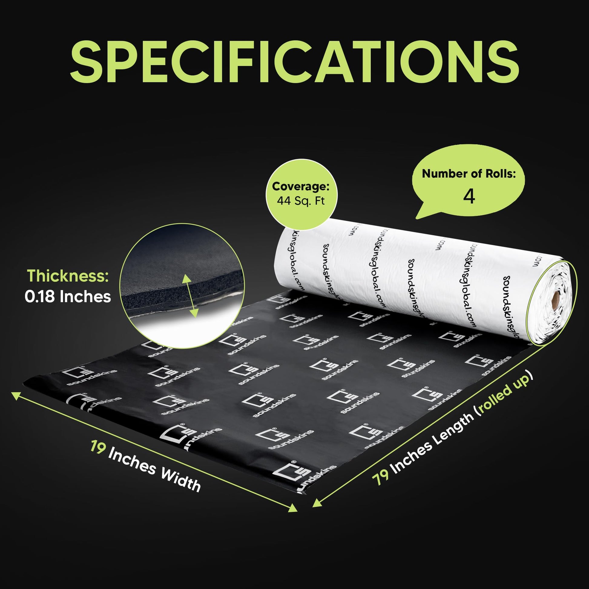 Material de Amortiguación de Sonido Soundskins Negro Triple Capa para Coche