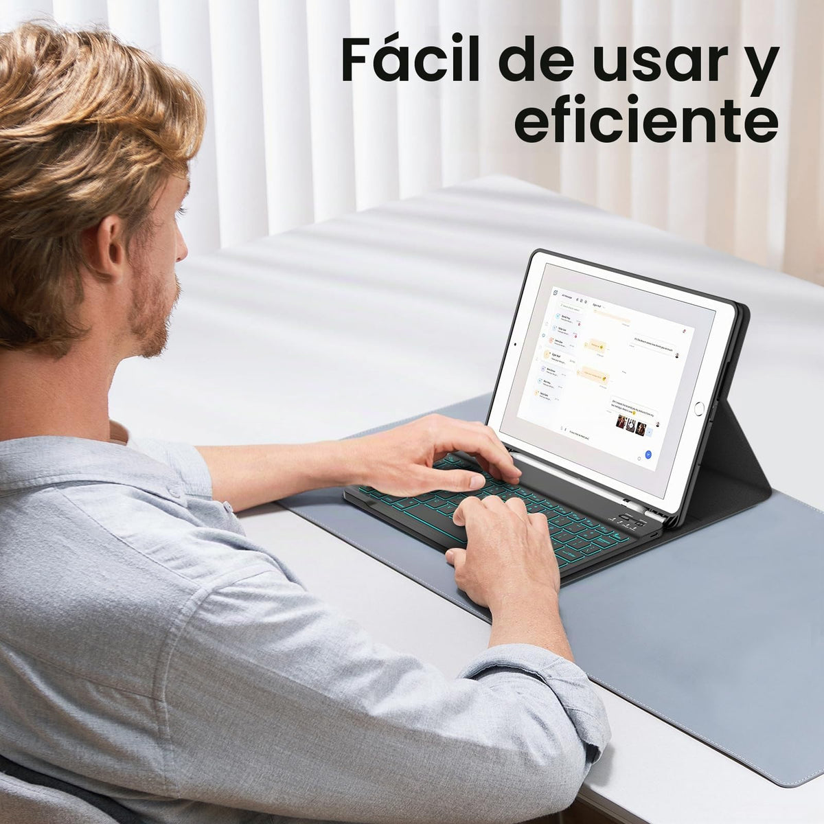 Funda con Teclado Fintie Negro con Carcasa de TPU y Soporte para Pencil para iPad 9.ª, 8.ª y 7.ª Generación