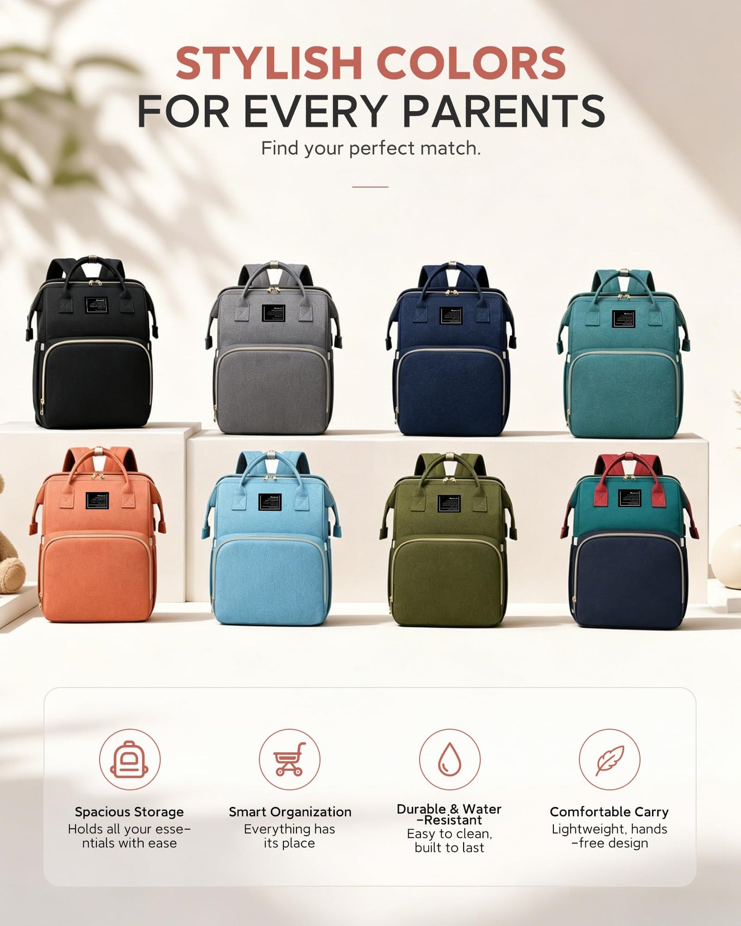 houscly - Mochila para pañales verde para mamá: bolsas de bebé para niños, niñas, mujeres, hombres, mochila grande, pañaleras de viaje grande, pañales modernas, para Bebe Niña, unisex, para recién