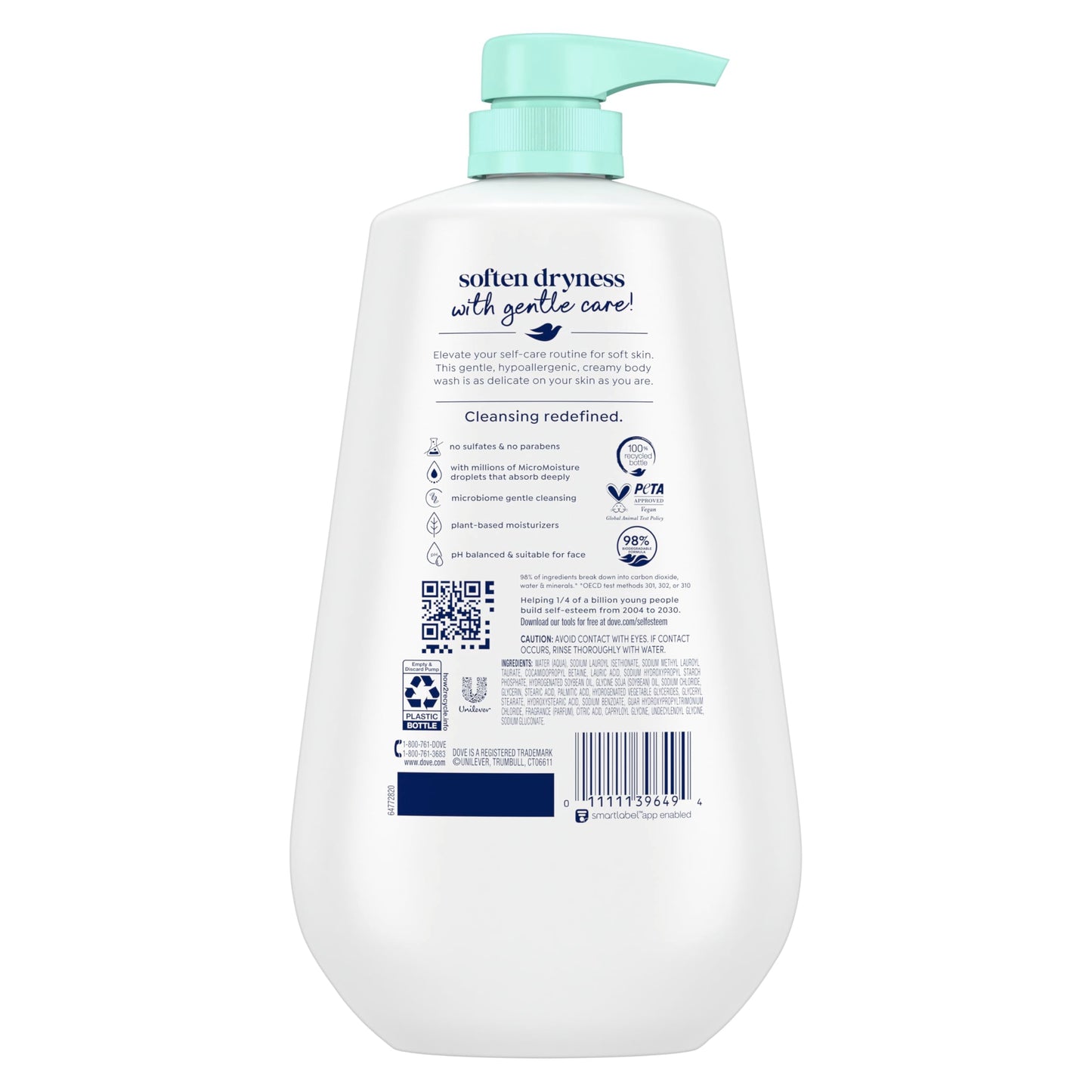 Dove Body Wash, Sensitive Skin Pump 30.6 Ounce