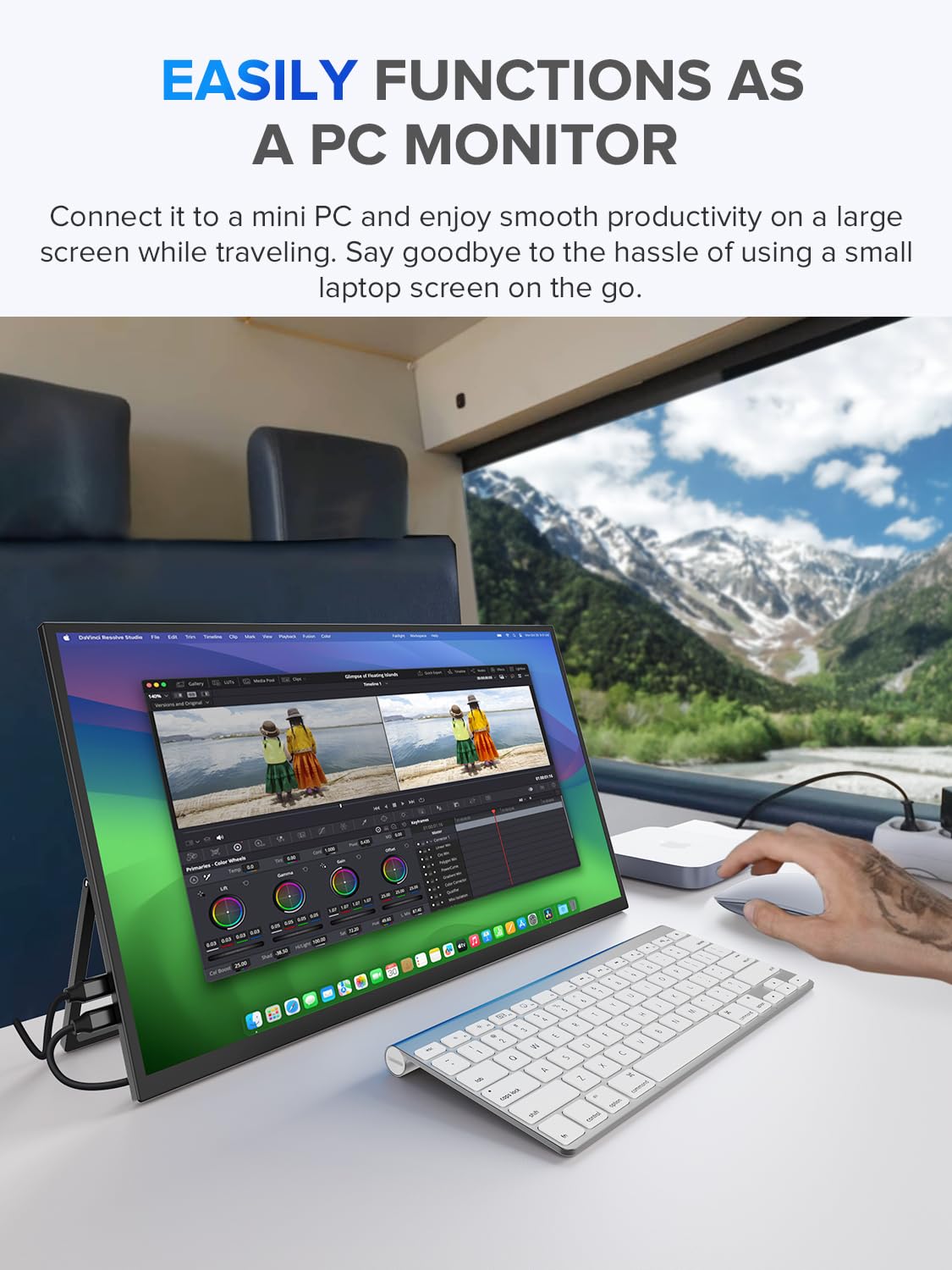 Monitor Portátil UPERFECT 2K 22 Pulgadas VESA Soporte Ajustable 180° IPS HDR para Juegos