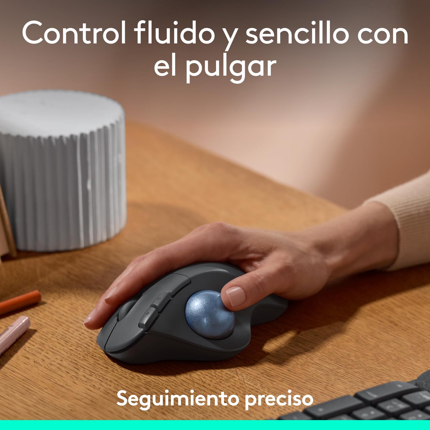 Logitech Ergo M575S Mouse inalámbrico con trackball, Mouse ergonómico inalámbrico con Bluetooth y dongle cifrado, Control cómodo con el Pulgar, Seguimiento preciso y Fluido, para PC/Mac - Grafito