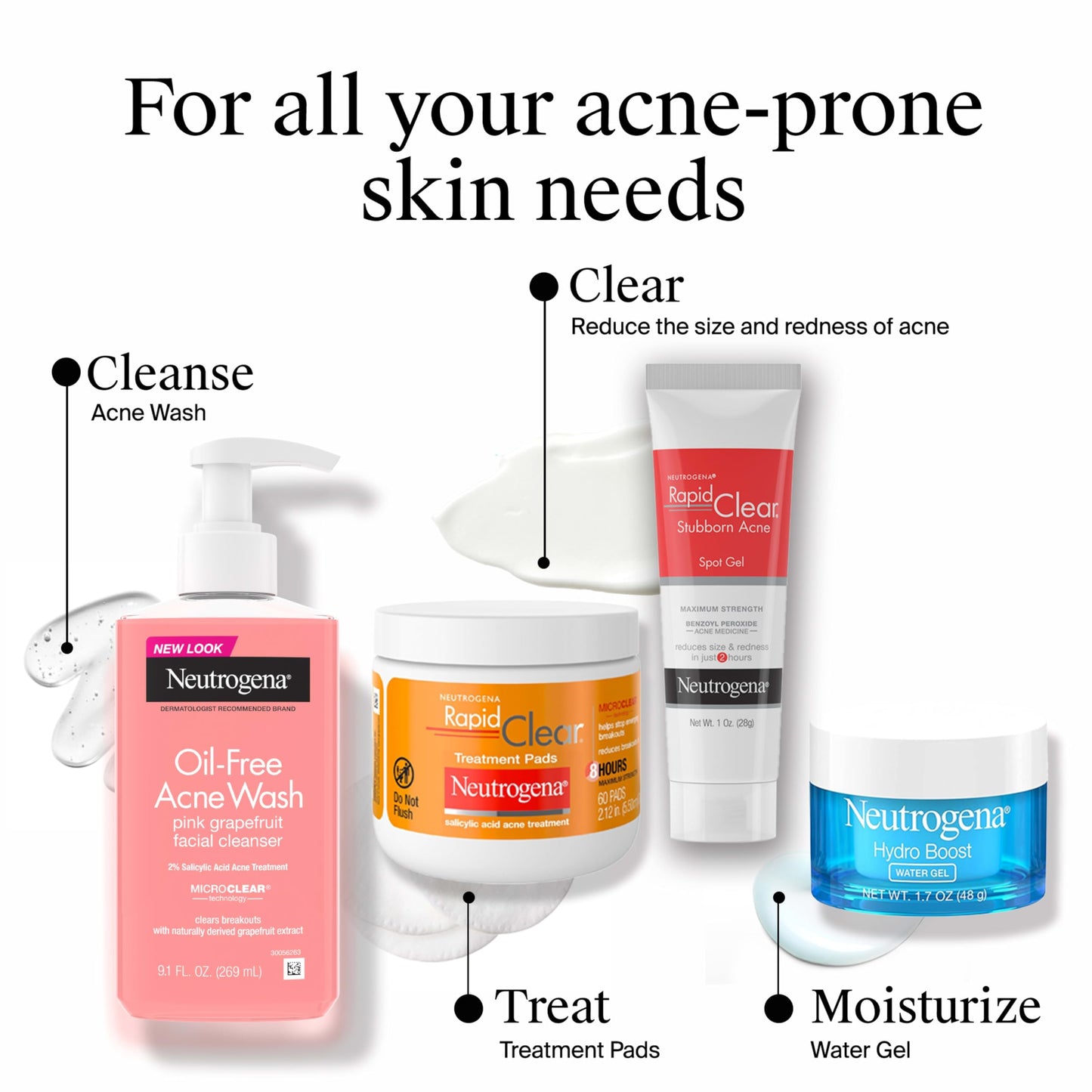Neutrogena Limpiador Facial de Pomelo Rosa sin Aceite con Ácido Salicílico y Vitamina C | 269 ml