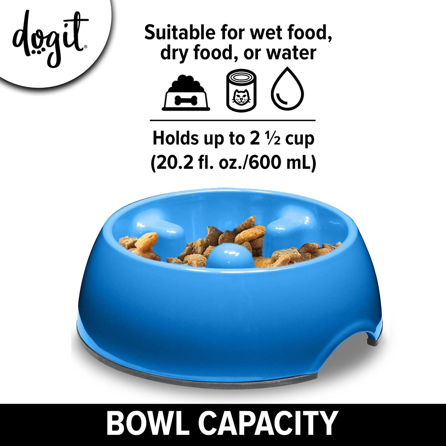 Comedero Lento Dogit Azul Anti-Gulping para Perros M