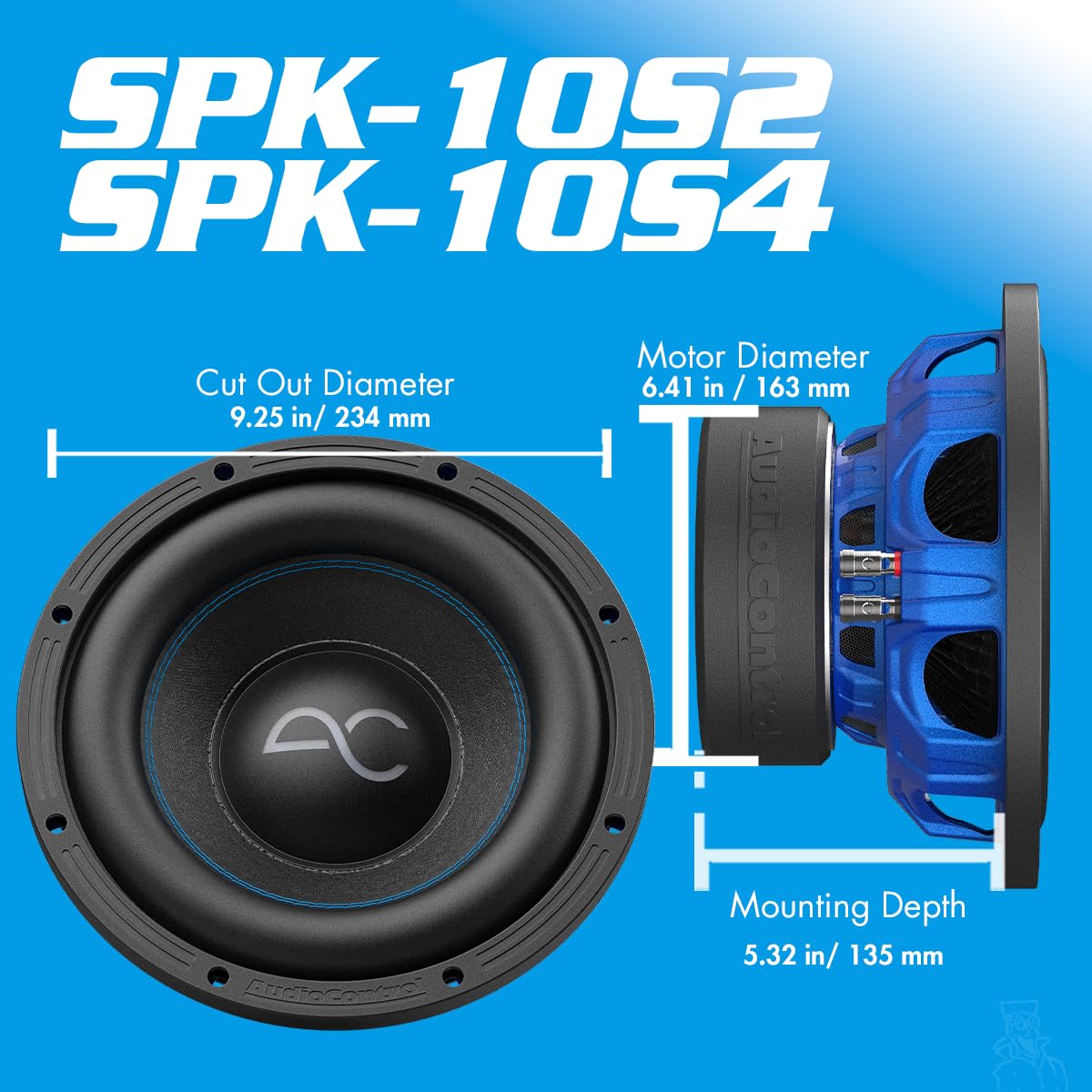 AudioControl Spike Series - Subwoofer de audio para coche de 10 pulgadas, alta fidelidad, 500 W RMS/700 W máximo, 2 Ohm