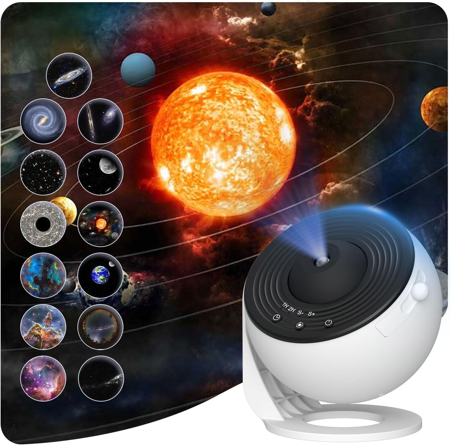 Proyector de Estrella de Planetario, Proyector de Galaxia para Recámara, Luz Nocturna de Galaxia Ultra Clara con 13 Discos de Galaxia Reemplazables 4K Rotación de 360 Grados Luz de Cielo Real para