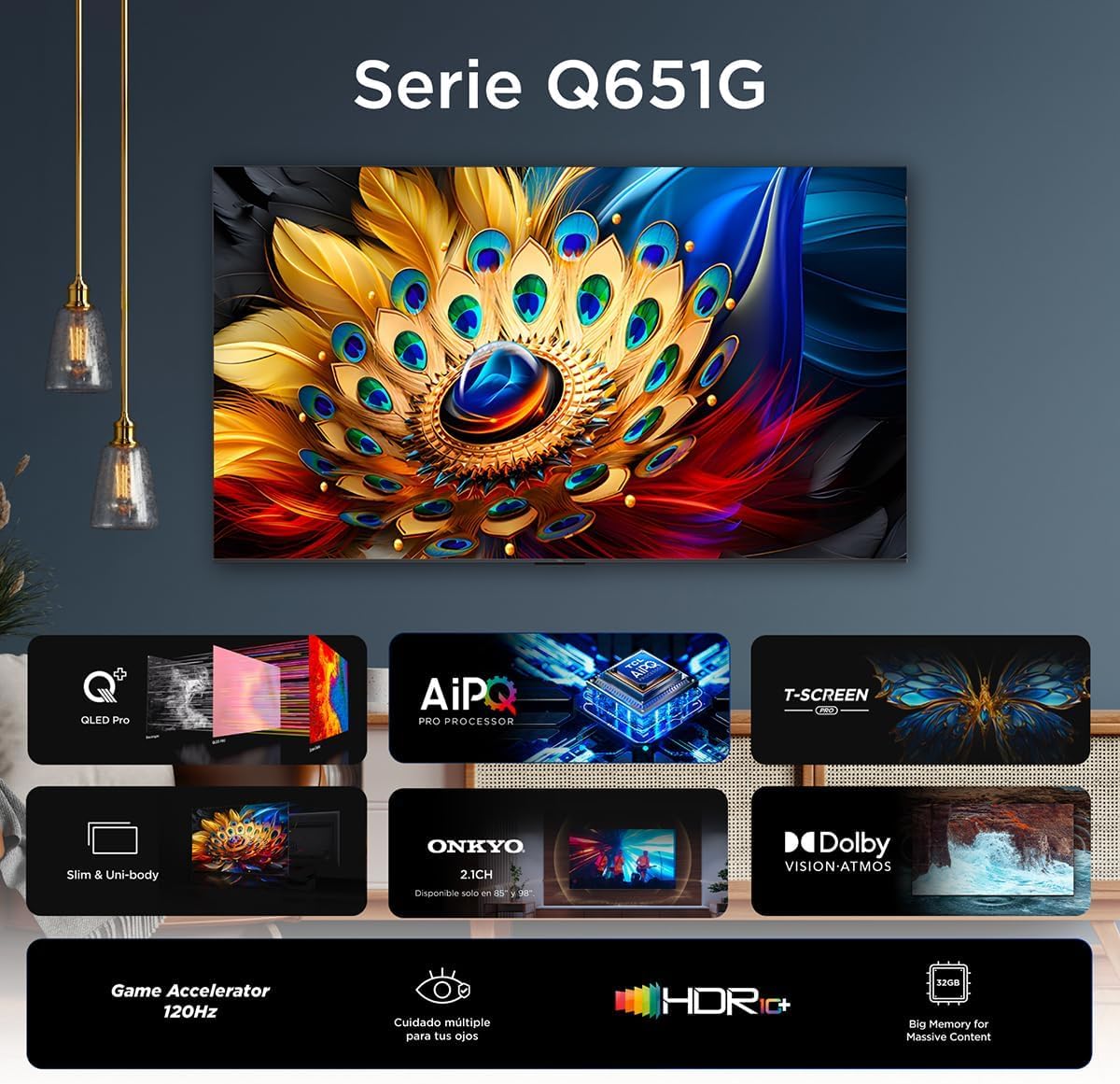 TCL Smart TV Pantalla 43" Google TV, QLED 4K HDR 10, 250 NITS, 120 Hz, Dolby Audio Digital +, Compatible con Alexa - 43Q651G (Reacondicionada)