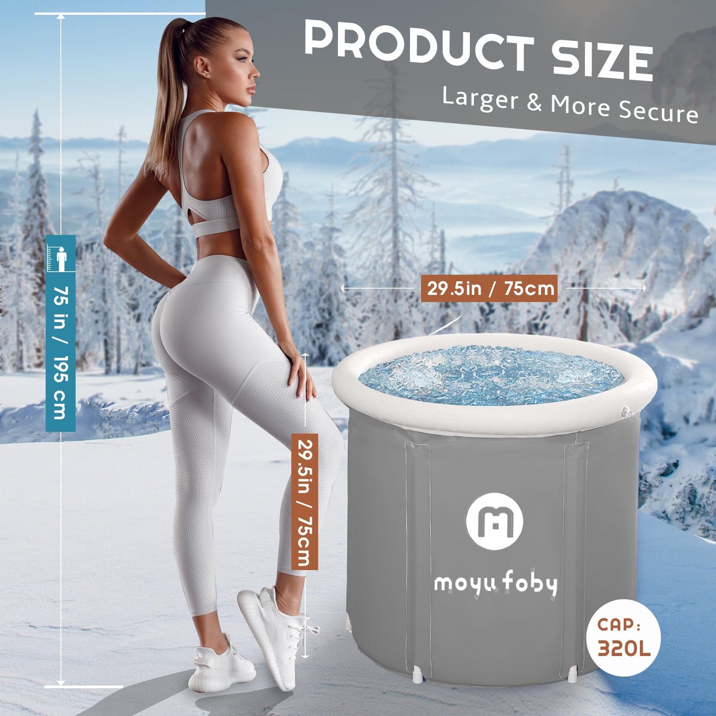 Tina de Hielo Inflable Portátil para Exteriores Azul para Adultos