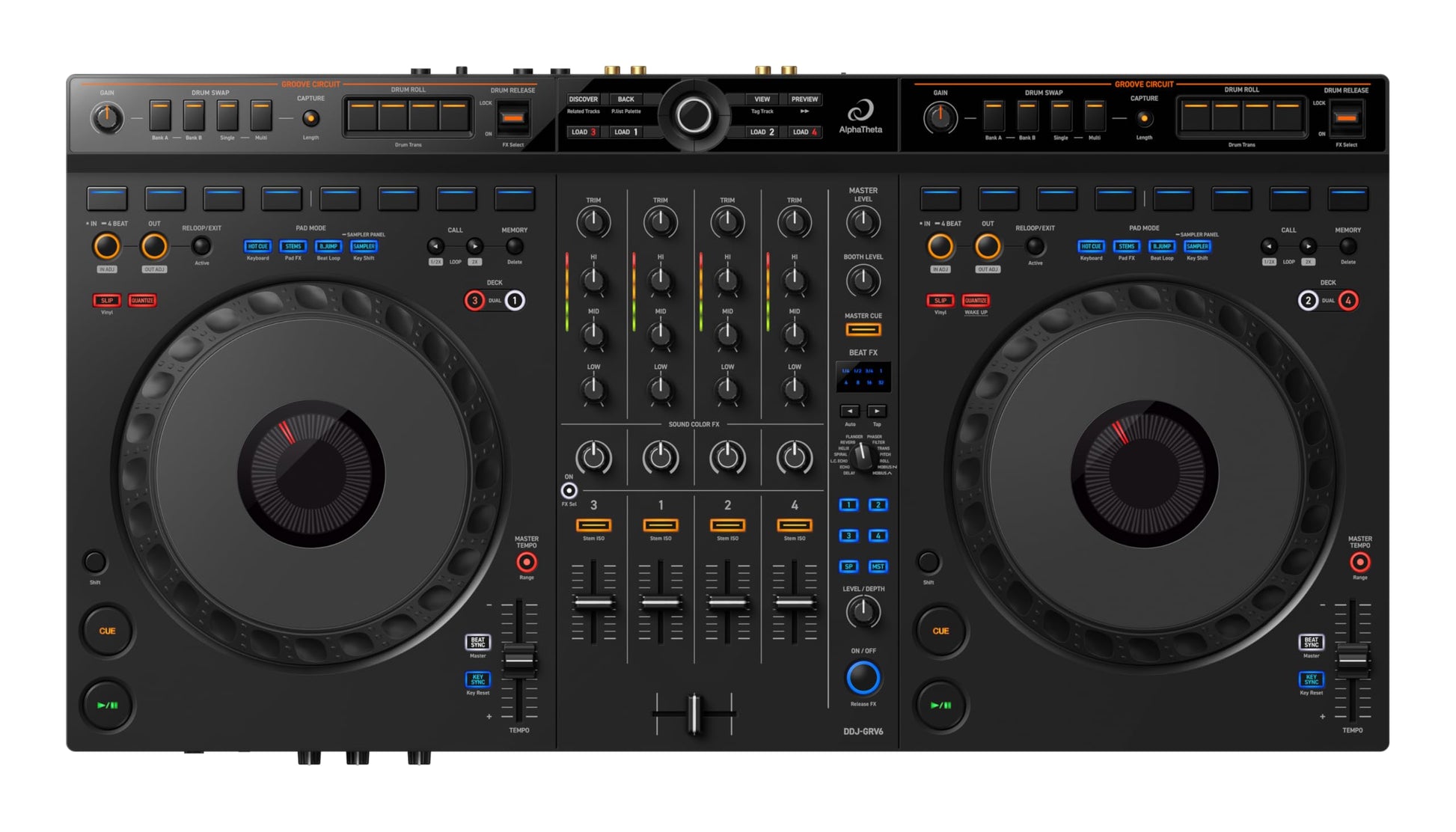 AlphaTheta DDJ-GRV6 Driver DJ de Rendimiento de 4 Canales DDJ-GRV6