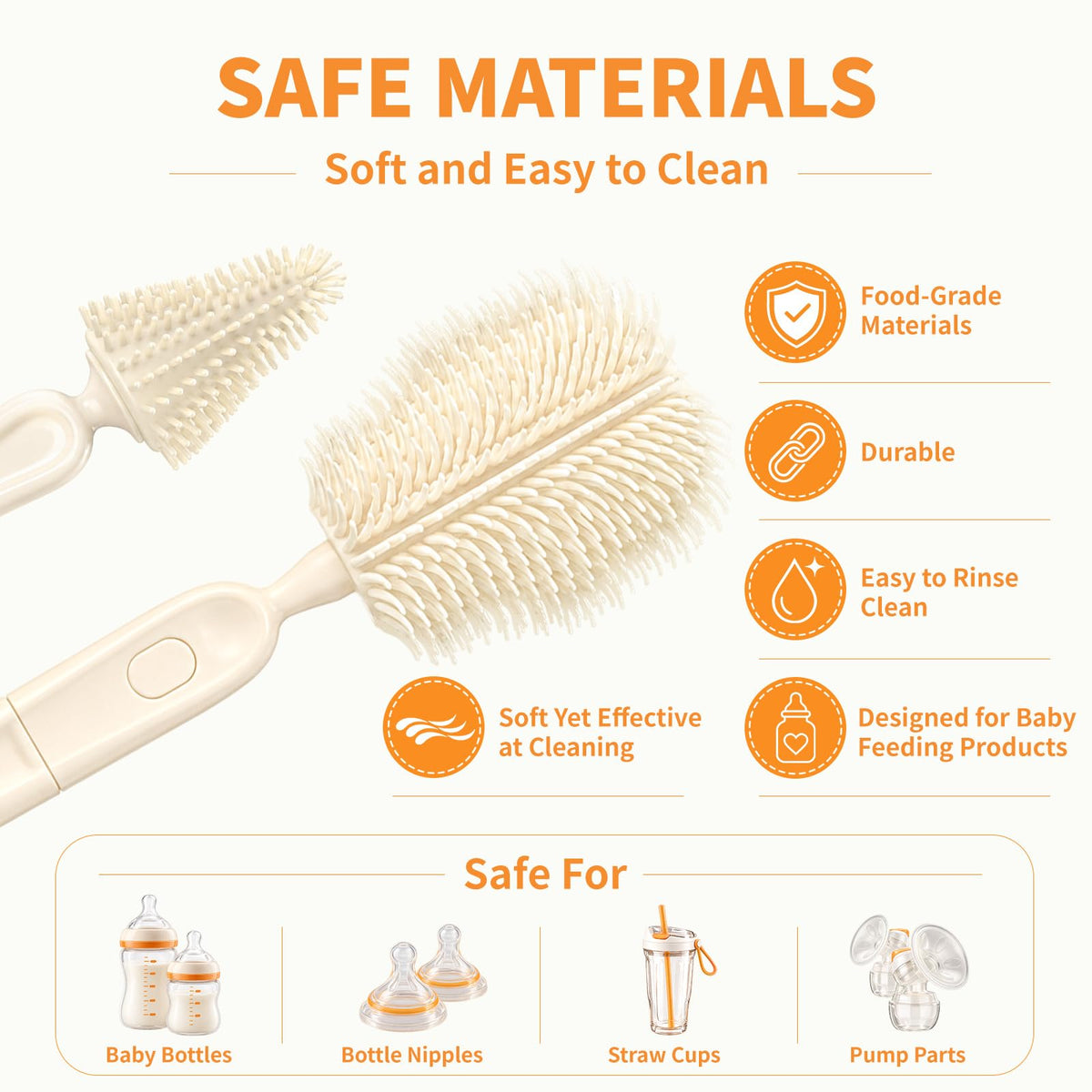 Momcare 6 en 1 cepillo para polvo de silicona para biberones con estante de