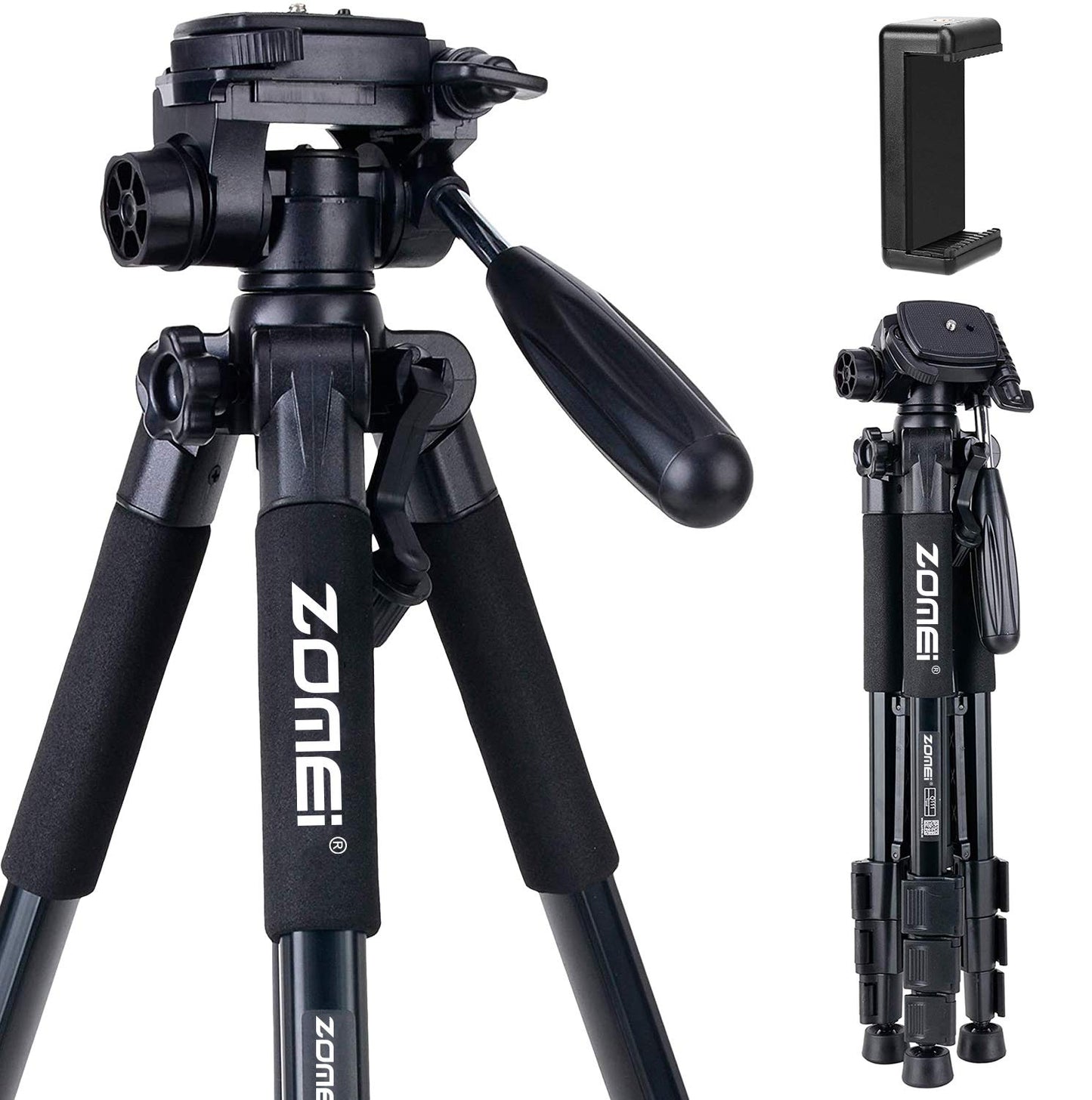 Trípode para Cámara ZOMEI Q111 Negro Profesional de Aluminio 55 Pulgadas para DSLR Canon Nikon Sony