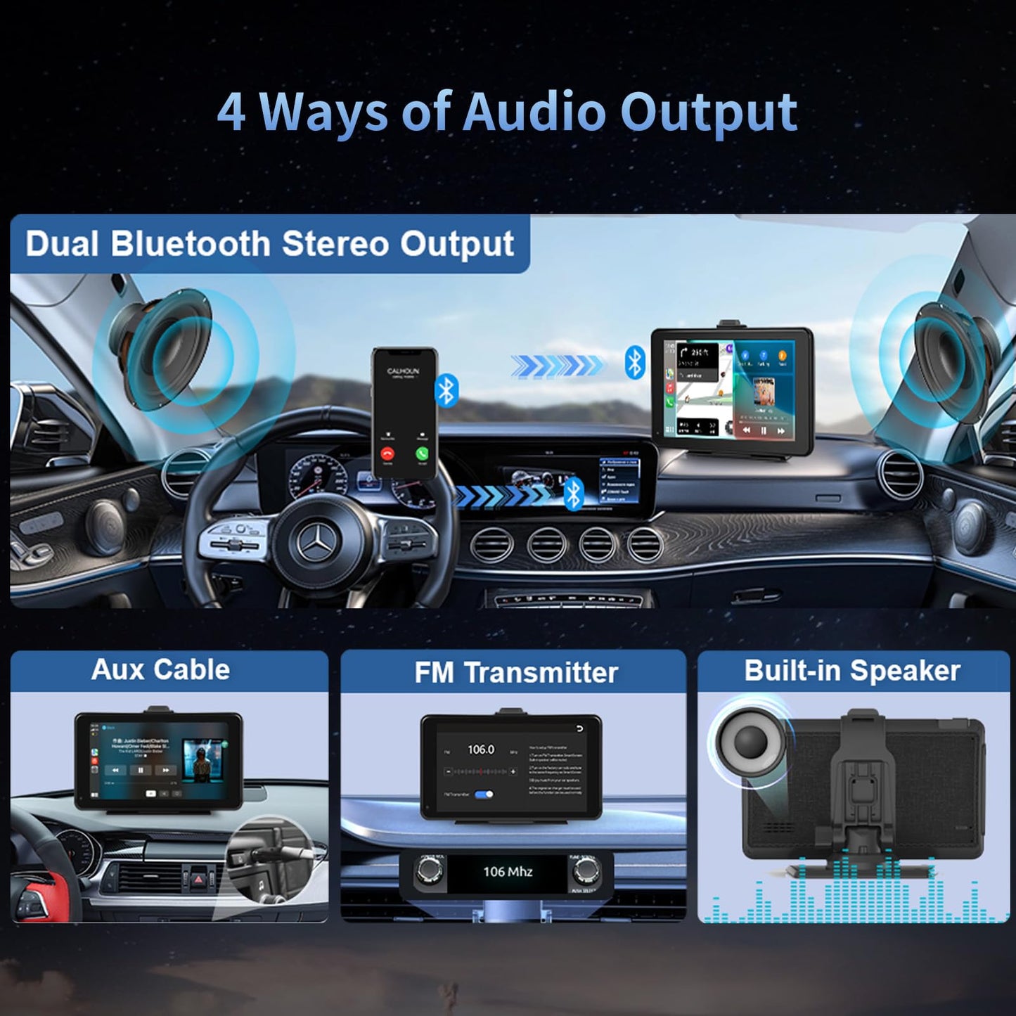 OBEST Pantalla Inalámbrica para Coche Carplay 7 Pulgadas