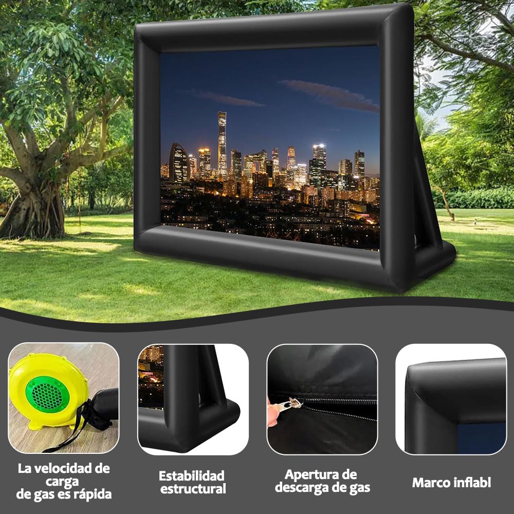 Pantalla de Proyector Inflable de 21 Pies para Interiores, Pantalla Inflable para Proyector, Pantalla Inflable para Películas con Soplador, Pantalla de Proyección de Cine Inflable Portátil