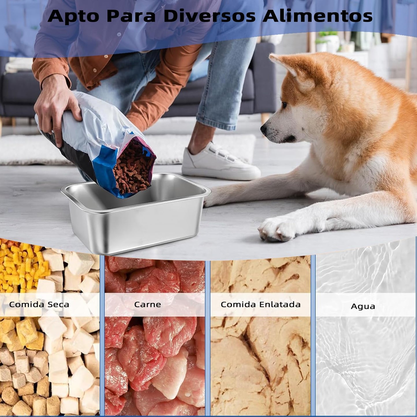 Plato para Perro de Acero Inoxidable 4.7 Litros Gran Capacidad para Perros Medianos y Grandes