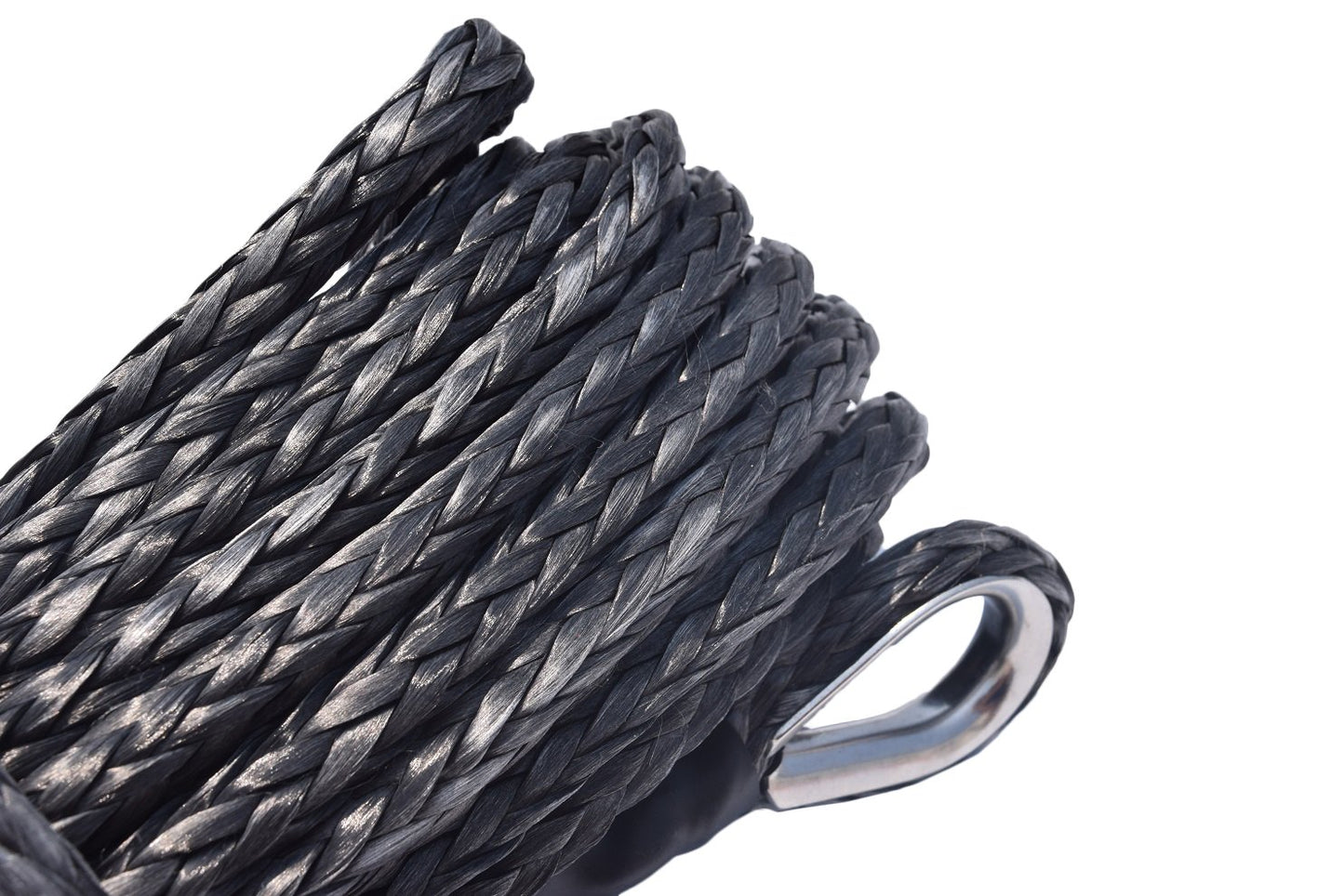 10mm3/8 inch Synthetic Winch Rope Extension with Two Loops (3/8"85ft, Black)