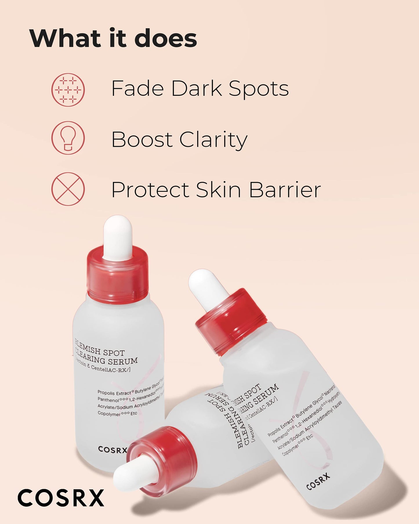 COSRX AC Collection - Suero limpiador de manchas, 40 ml, centella, niacinamida, suero EGF, sin pruebas en animales, sin parabenos
