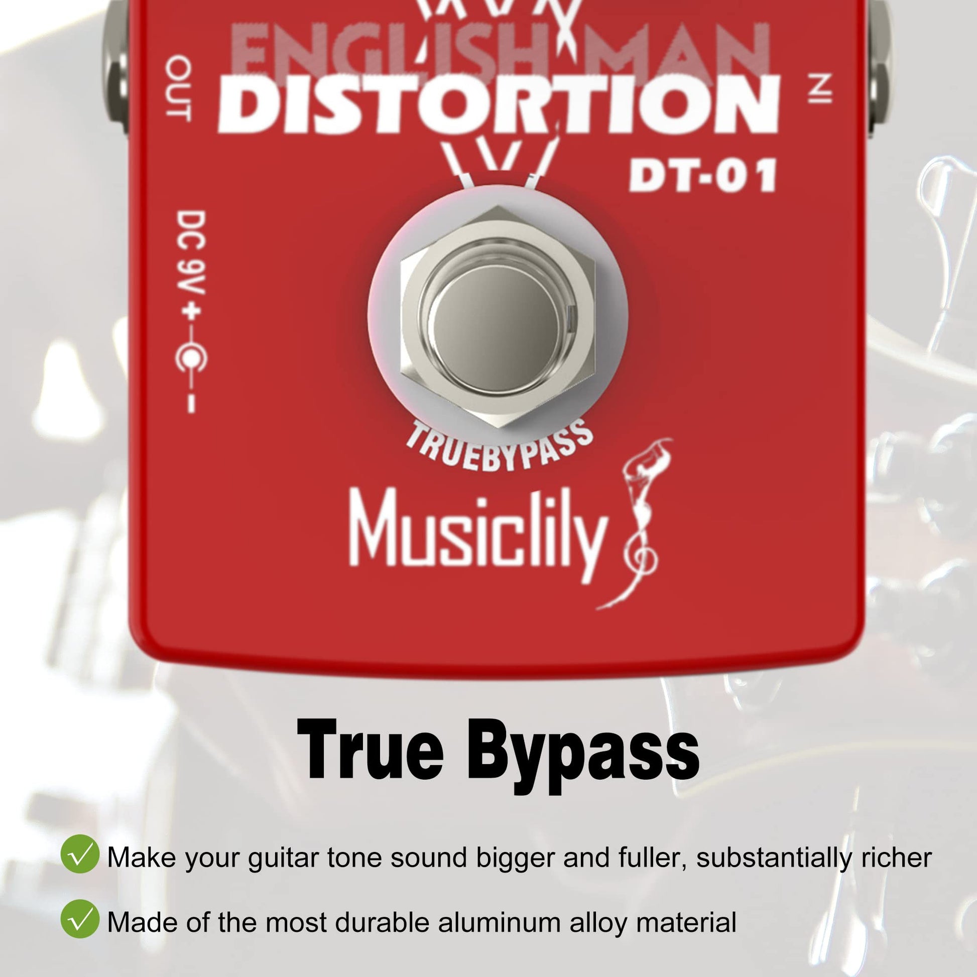 Pedal de Efectos Musiclily Pro Classic English Distortion para Guitarra Eléctrica y Bajo