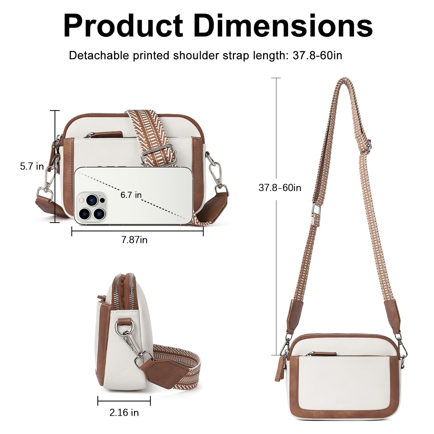 CLUCI - Riñonera para mujer, mini bolso cruzado en todas partes, correa ajustable, piel vegana, riñonera para mujer, E-1 Beige, Pequeño, Riñonera