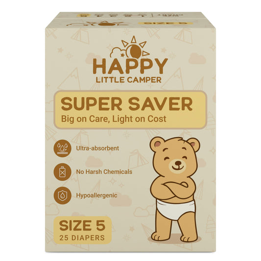 Pañales Desechables Happy Little Camper Ultra Absorbentes hipoalergénicos sin fragancias para Piel Sensible tamaño 5
