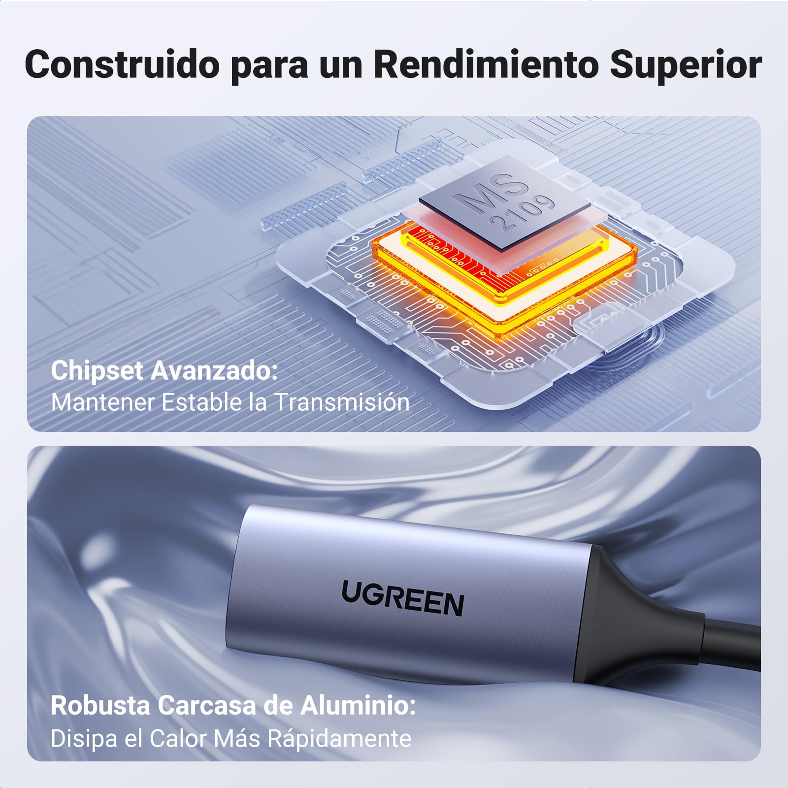 UGREEN Capturadora de Video HDMI a USB-A/C Unidireccional, Full HD 1080p@30Hz USB 2.0 Captura para Streaming, Conferencias, No Compatible con TV o Proyecto