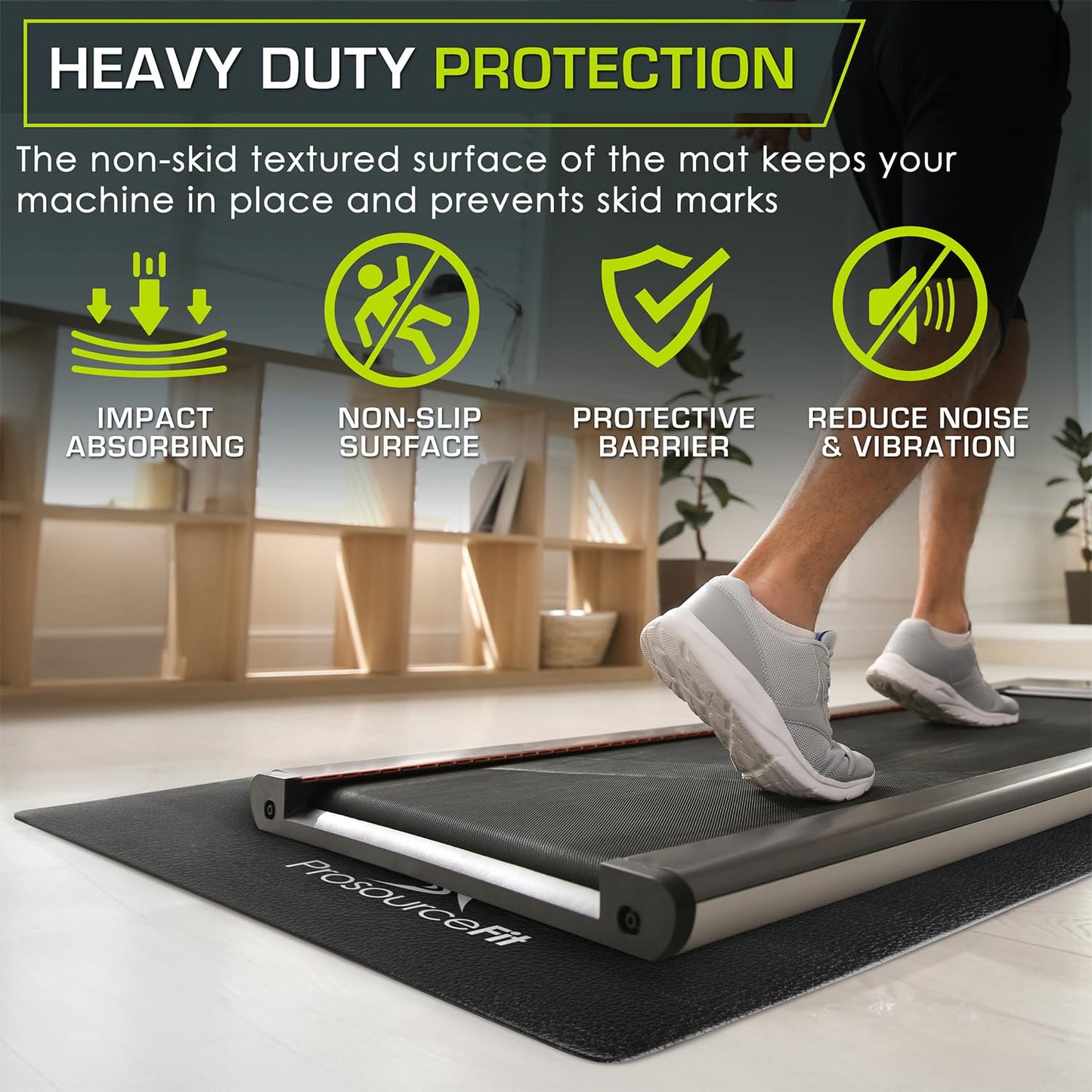 Tapete para Equipo de Ejercicio ProsourceFit Negro Alta Densidad Protector de Piso PVC