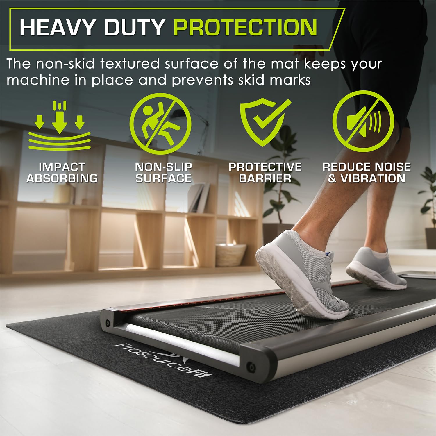 Tapete para Equipo de Ejercicio ProsourceFit Negro Alta Densidad Protector de Piso PVC