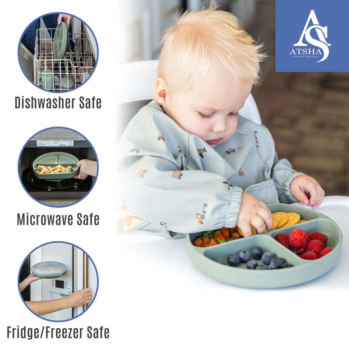 Juego de alimentación de bebé de silicona, 19 piezas de suministros de destete LED para bebé, incluye plato de silicona para bebé con cubierta, taza para beber, 3 juegos de tenedores, tetter de