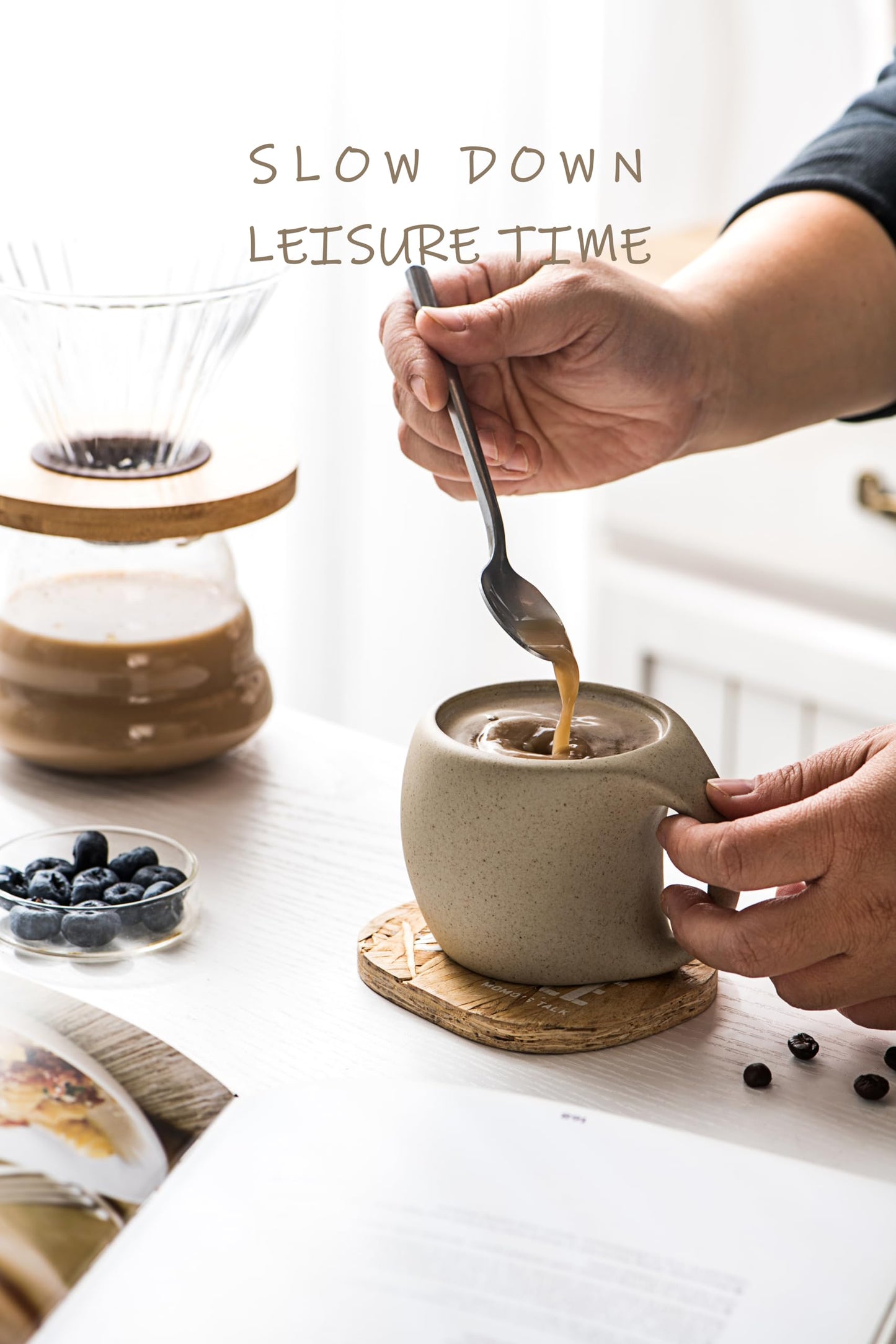 Juego de Tazas de Cerámica SYJAN HOME Blanca para Capuchino y Café Latte