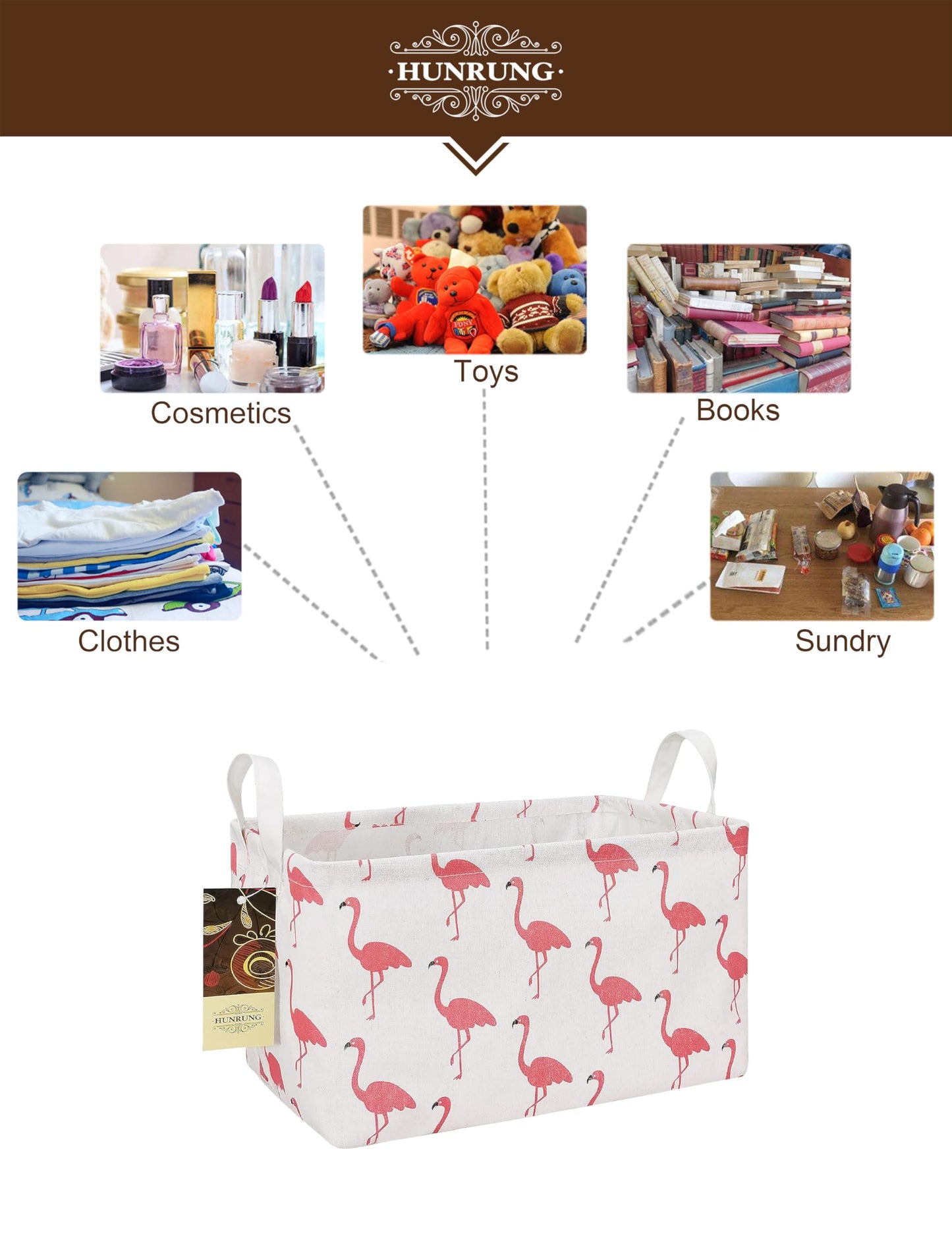 HUNRUNG - Cesta de Almacenamiento Rectangular de Lona para Mascotas, Juguetes, Libros, Ropa, Perfecto para Habitaciones Infantiles, Sala de Juegos, casetas