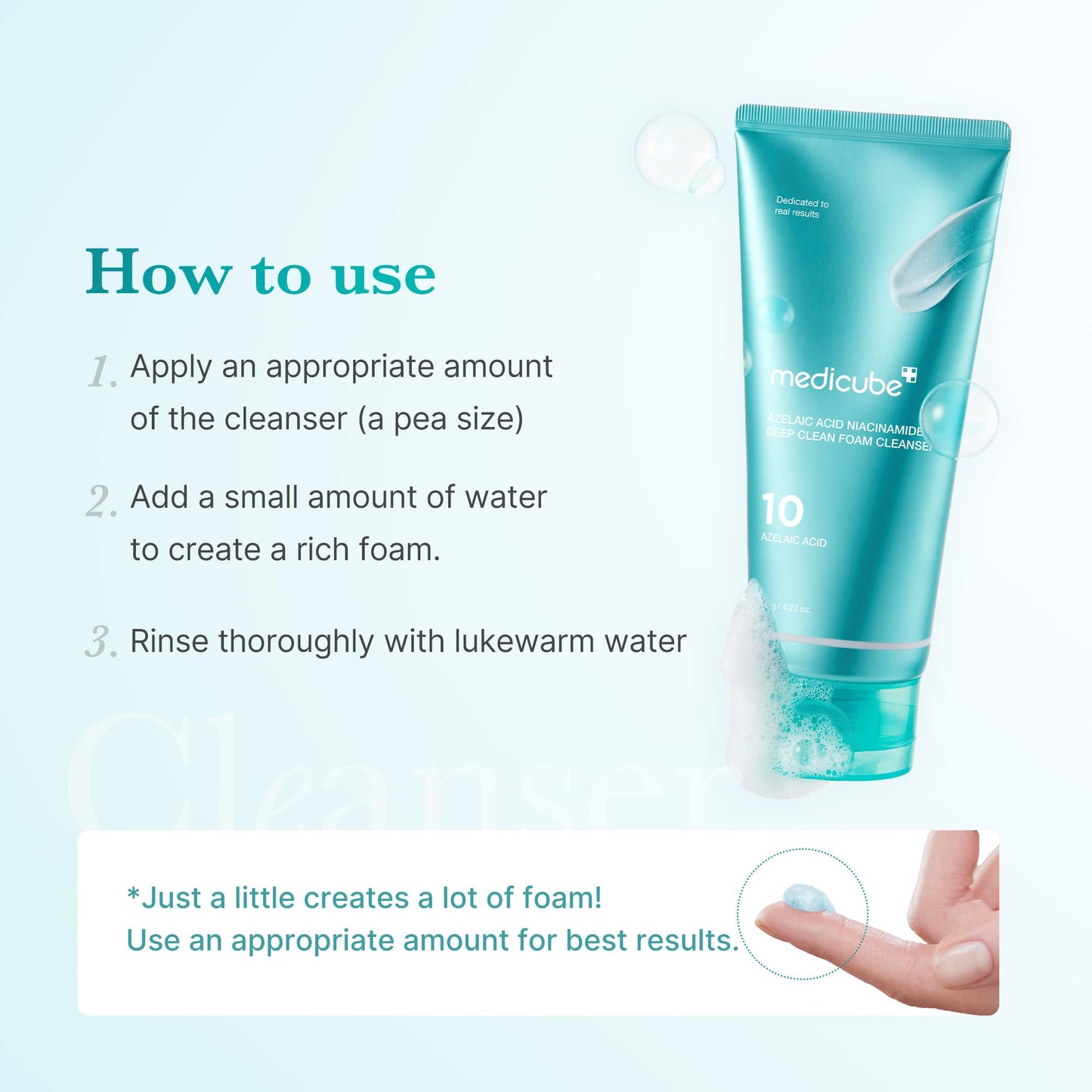 medicube Facial Cleanser Azelaic Acid Whip Cleanser | Soothing Cleansing Foam for Troubled Skin | Ideal for use after spot care, Excess Sebum Control | Niacinamide, Glycerin | Korean Skincare, 4.23 oz