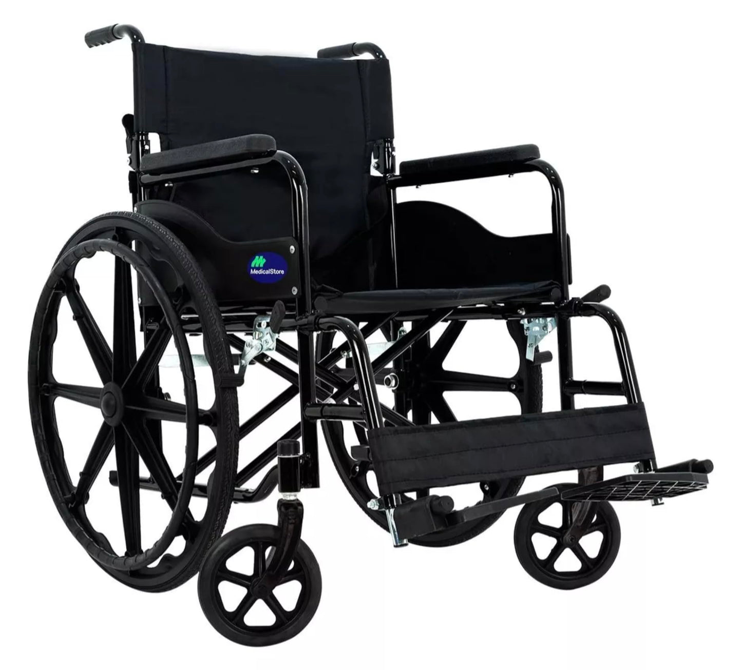 Silla De Ruedas Medical Store Negra Todo Terreno Plegable Con Freno De Mano Adulto Mayor