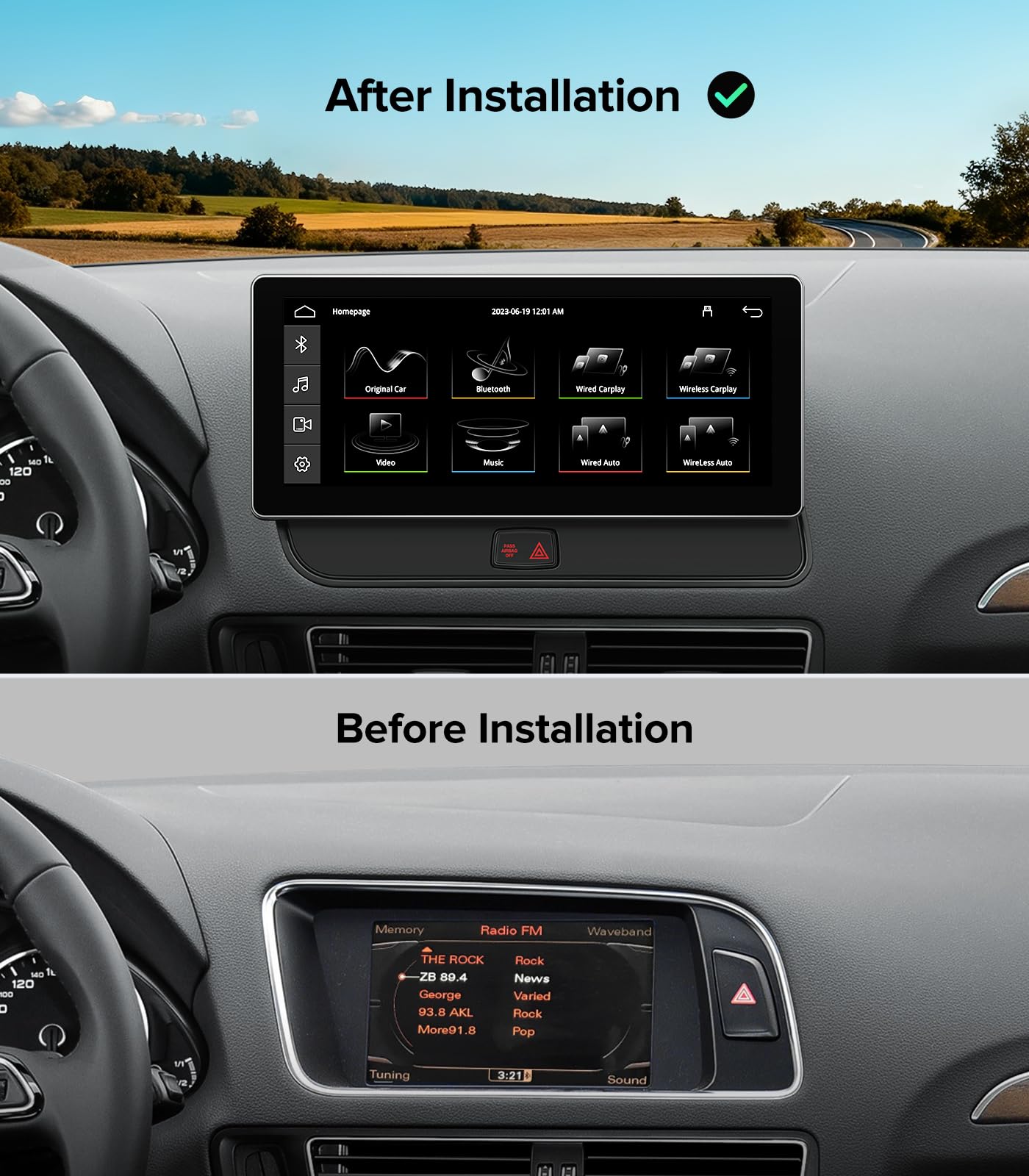 APEXNAV - Estéreo de 26 cm para Audi Q5 SQ5 2009-2017 MMI 3G inalámbrico CarPlay