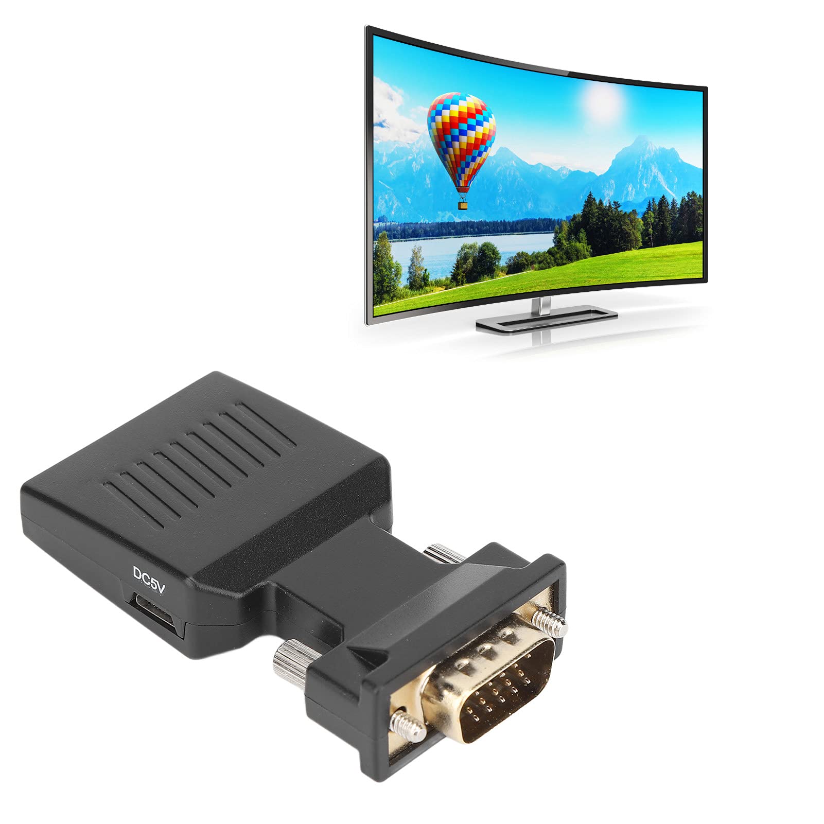 Adaptador VGA a HDMI con Audio 1080P, Convertidor de Video HDMI Hembra VGA Macho para Computadora Portátil, Computadora, Proyector
