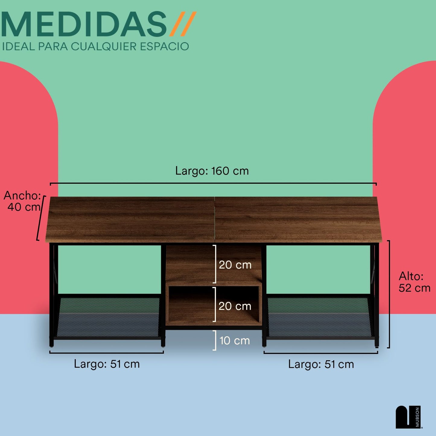 Mueble para TV MUBSON Cafe con 5 Repisas para Consolas y Decoración