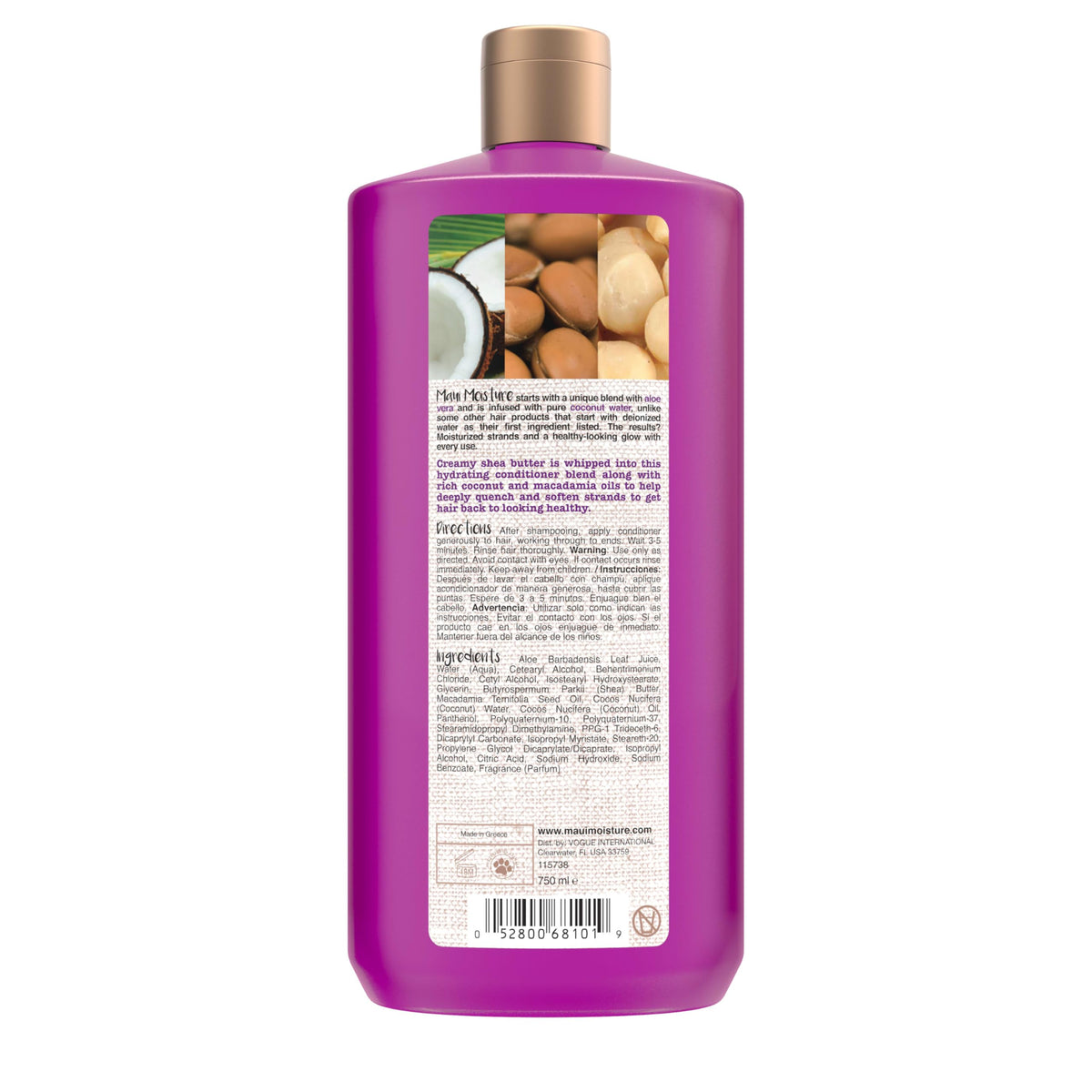 Maui Moisture Acondicionador Heal & Hydrate con Manteca de Karité, para Cabello Seco y Dañado, Vegano, 750 ml