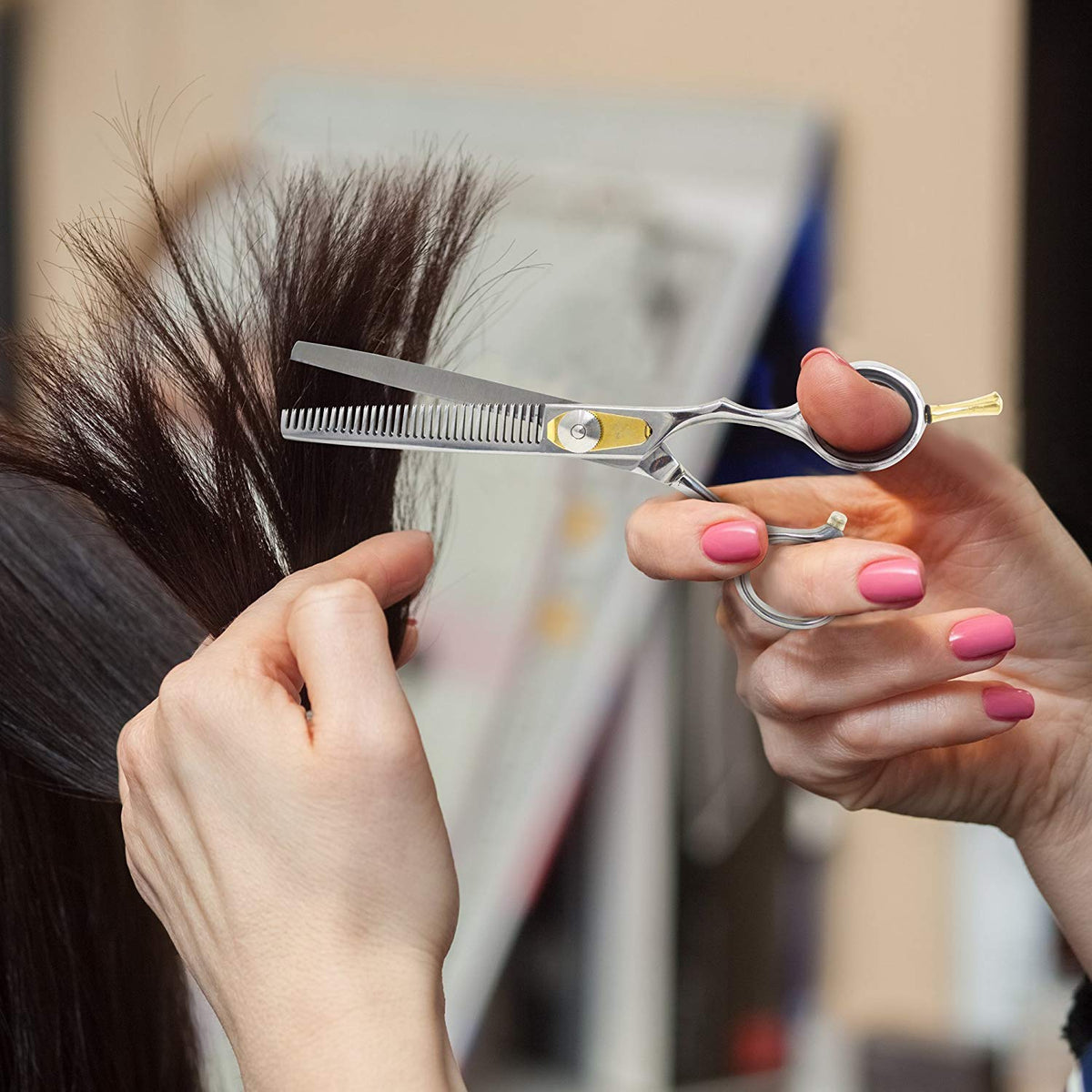 Equinox Professional - Juego de tijeras para cortar el pelo y para teñir y texturizar, longitud total de 16,5 cm con tornillo de tensión de ajuste fino – acero inoxidable japonés, THINNING B