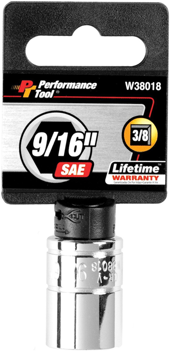 Performance Tool Herramienta de Rendimiento, Punta de Destornillador, 3/8" Drive 6-Point Socket, 9/16"