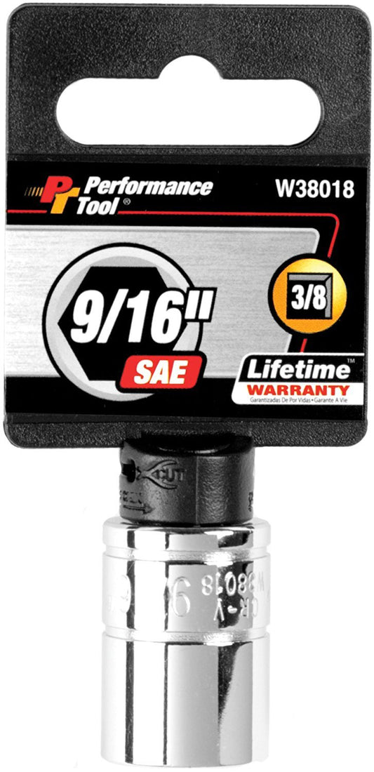 Performance Tool Herramienta de Rendimiento, Punta de Destornillador, 3/8" Drive 6-Point Socket, 9/16"