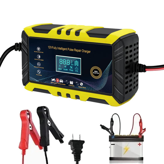 Cargador de Batería Inteligente Automático para Auto y Moto 12V 6A con Múltiples Protecciones