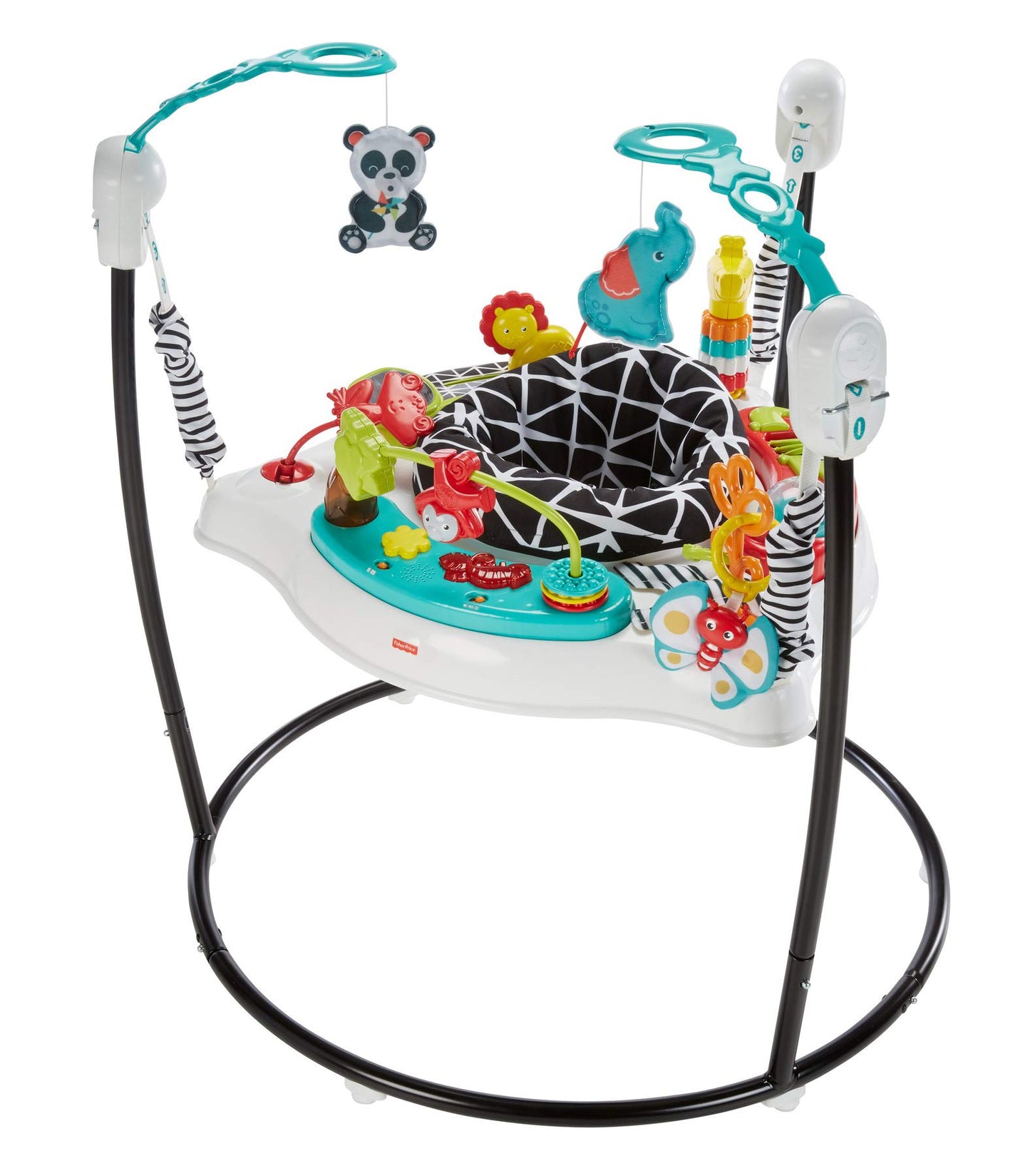 Fisher-Price Baby Bouncer - Centro de actividades musicales de pétalos rosados con luces y juguetes de desarrollo