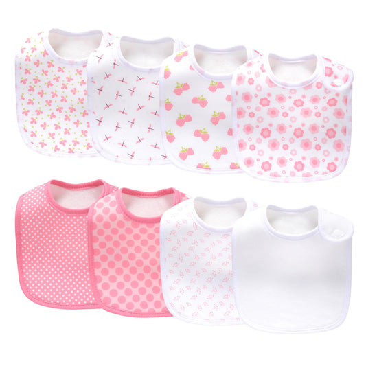 Baberos Unisex LazyRhino Rosa Ajustables Absorbentes Paquete de 8 para Niños y Niñas
