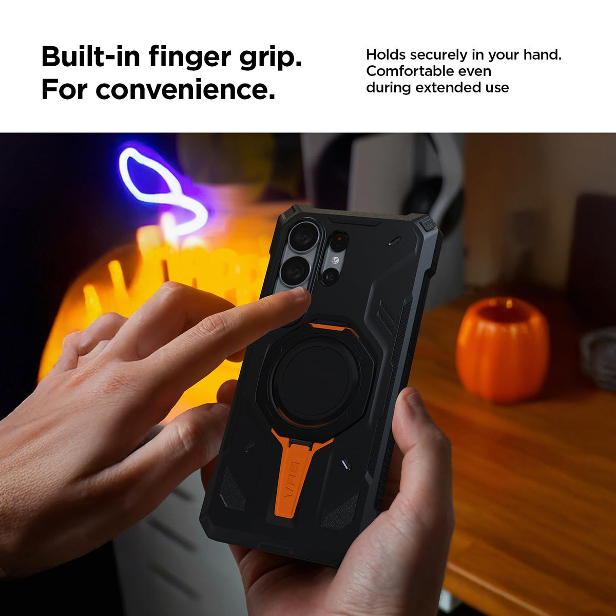 Funda Protectora VRS DESIGN Negro Digital Resistente a Golpes con Soporte de Anillo Magnético para Samsung Galaxy S26 Ultra