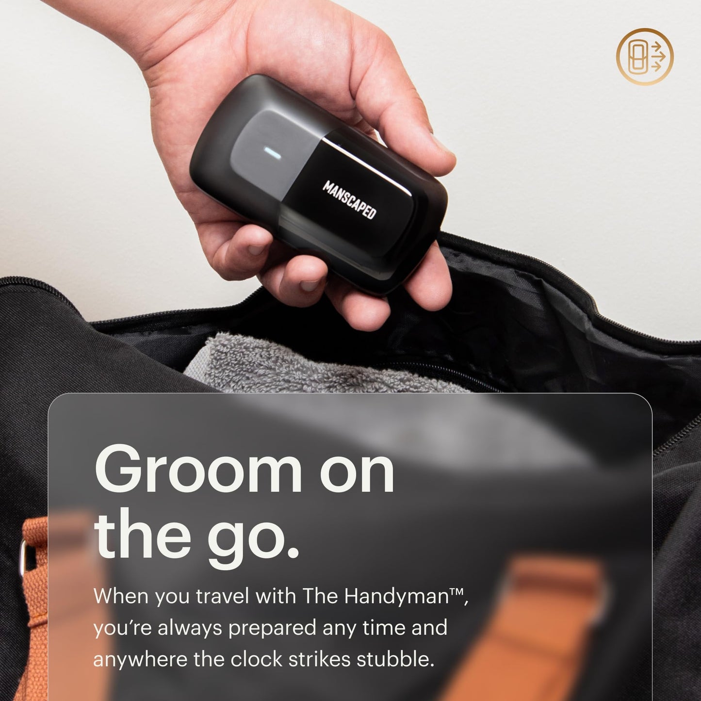 The Handyman® de MANSCAPED® Afeitadora de viaje para la cara - maquinilla eléctrica inalámbrica con batería recargable por USB-C, resistente al agua, nivelador de pelo largo y cuchillas de aluminio