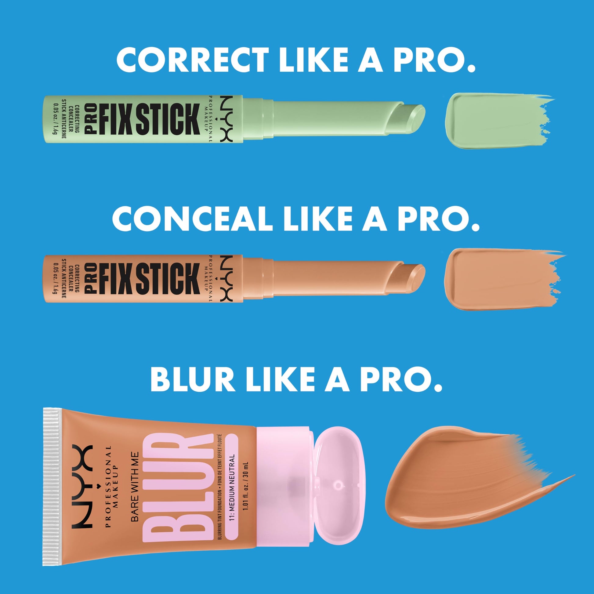 NYX Professional Makeup, Pro Fix Stick, Corrector en Barra, Tono Rosa